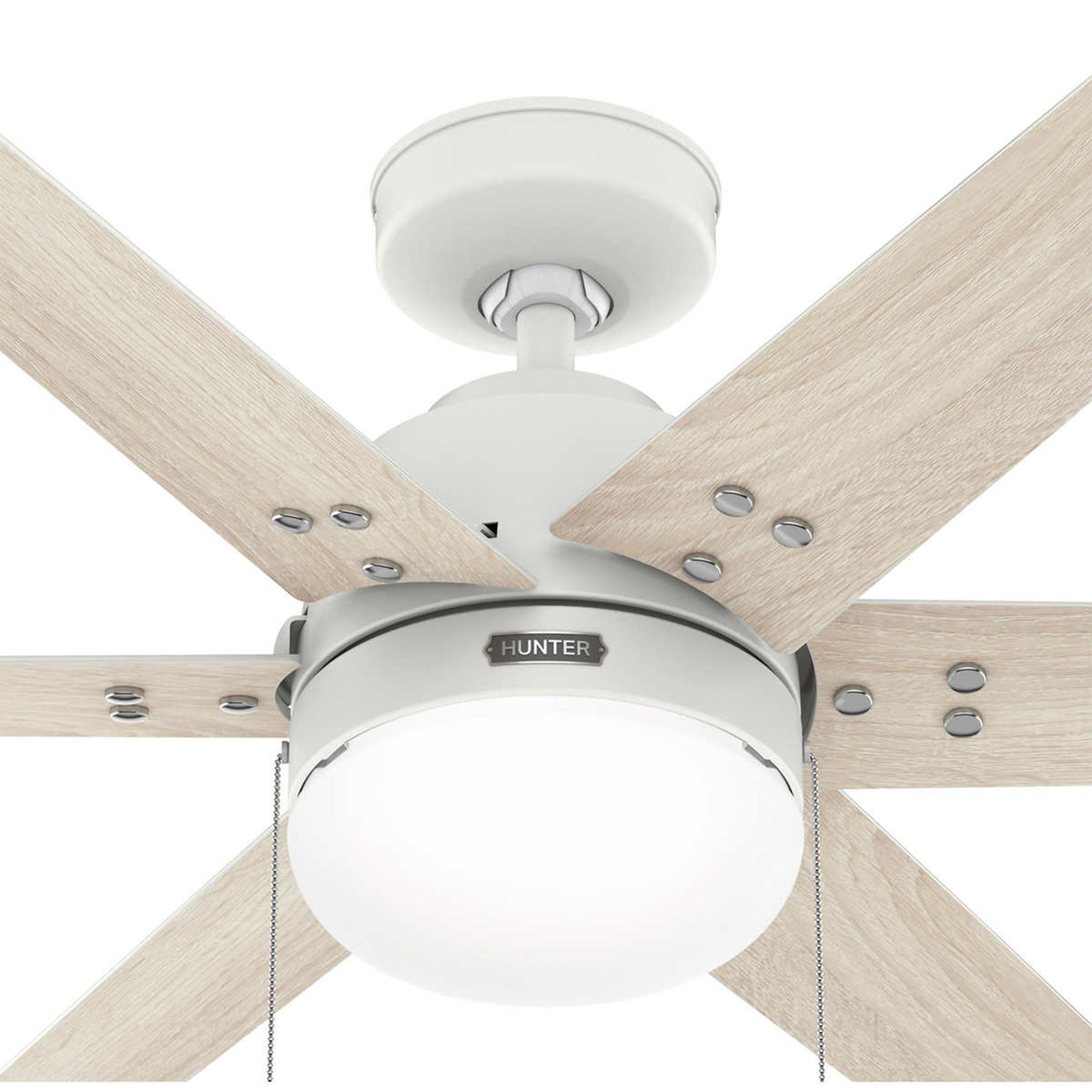 Hunter Fan 44 inch Matte White Indoor Ceiling Fan with LED Light Kit and Pull Chain for Bedroom, Living Room, Office, Basement, Kitchen, Dining Room (Certified Refurbished)