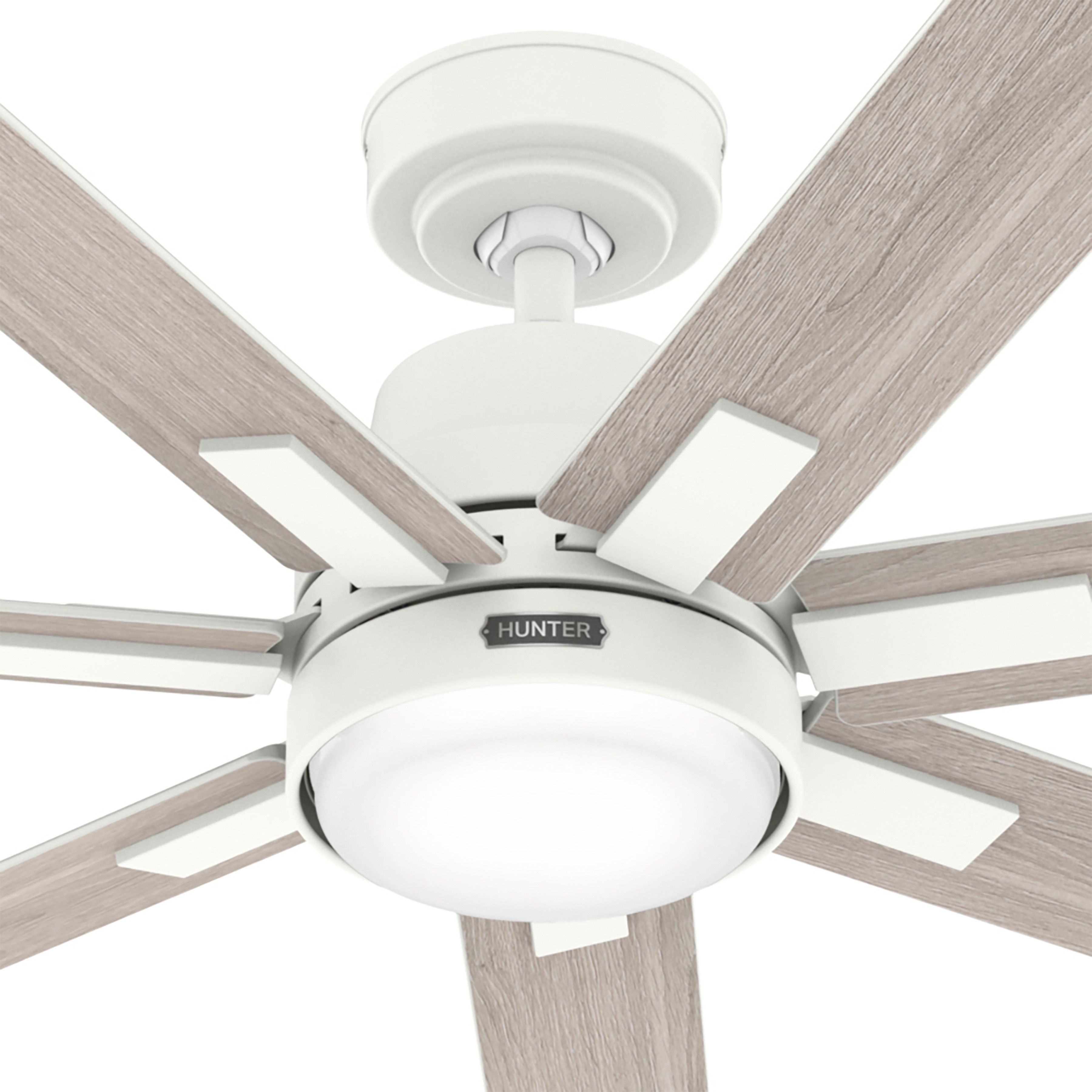 Hunter Fan 70 Inch Matte White Indoor Ceiling Fan with LED Light Kit and Remote Control for Living room, Bedroom, Basement, Kitchen, office (Certified Refurbished)