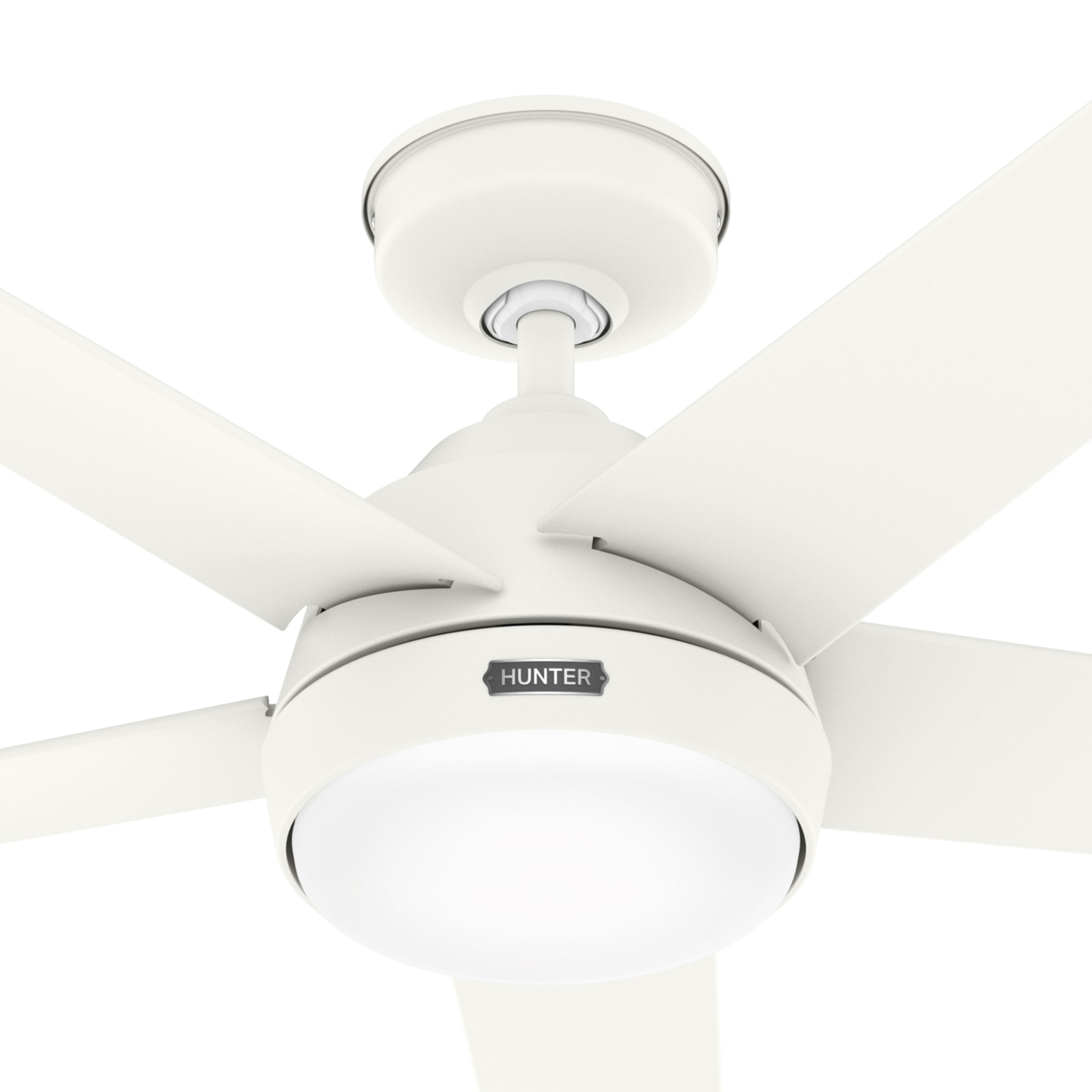 Hunter Fan 52 inch Indoor / Outdoor Matte White Ceiling Fan with Light for Bedroom, Living Room, Dining Room, Kitchen, Office, Patio (Certified Refurbished)