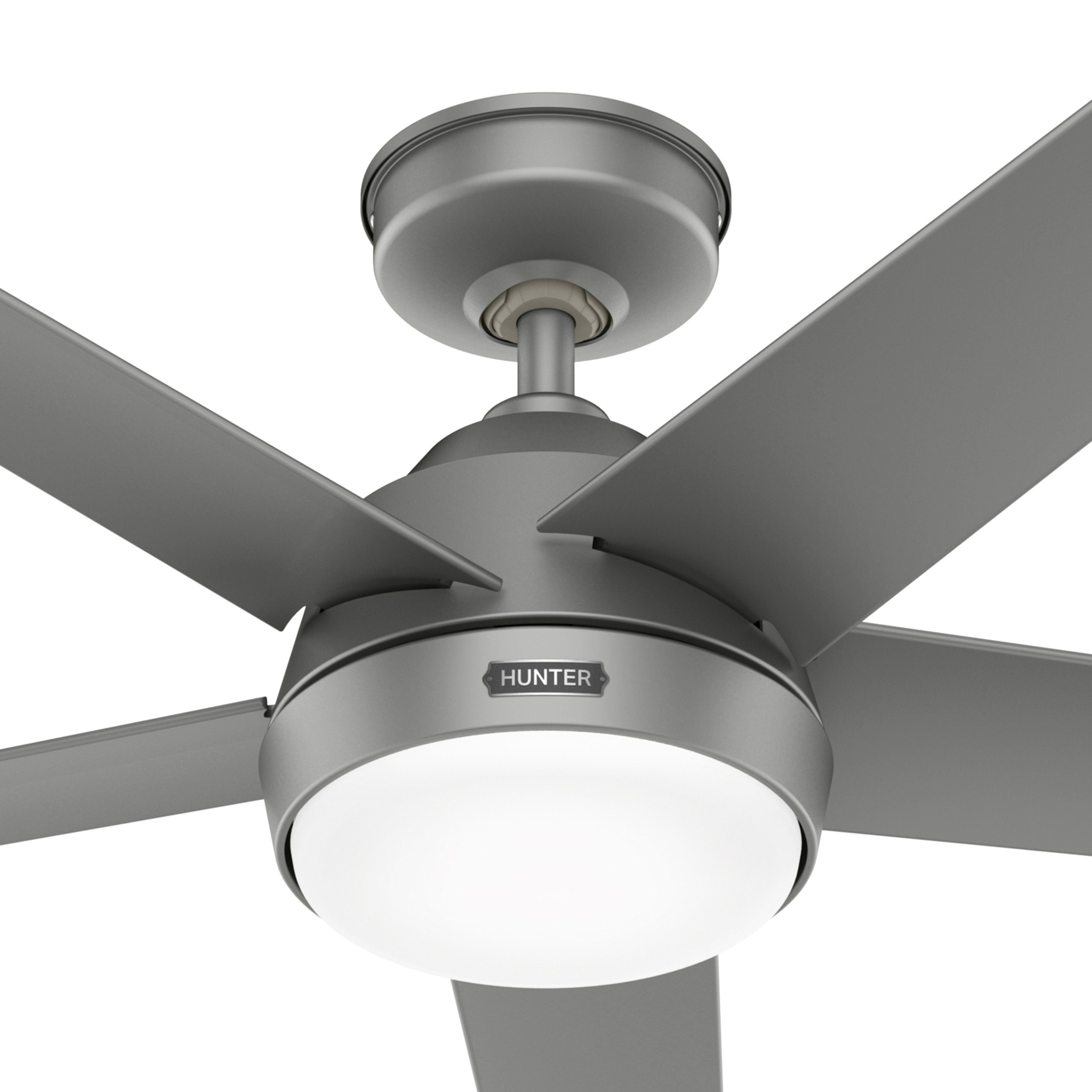 Hunter Fan 52 Inch Matte Silver Indoor / Outdoor Ceiling Fan with Lights for Farmhouse, Patio, Bedroom, Living Room, Office, Basement, Kitchen (Certified Refurbished)