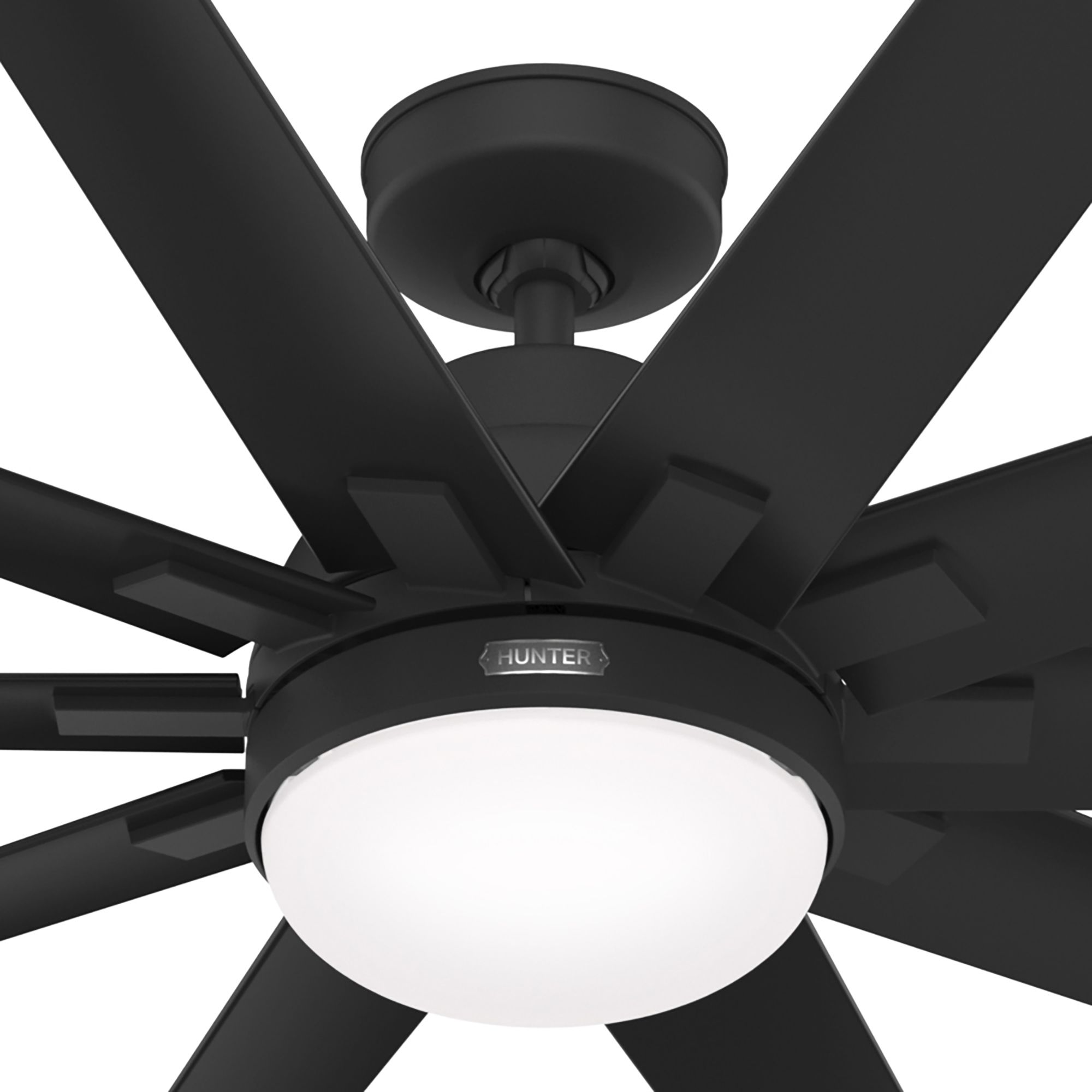 Hunter Fan 60 inch Outdoor Ceiling Fan for Patio with LED Light, Farmhouse Ceiling Fan, Matte Black, for Living Room, Bedroom, Farmhouse, Kitchen (Certified Refurbished)