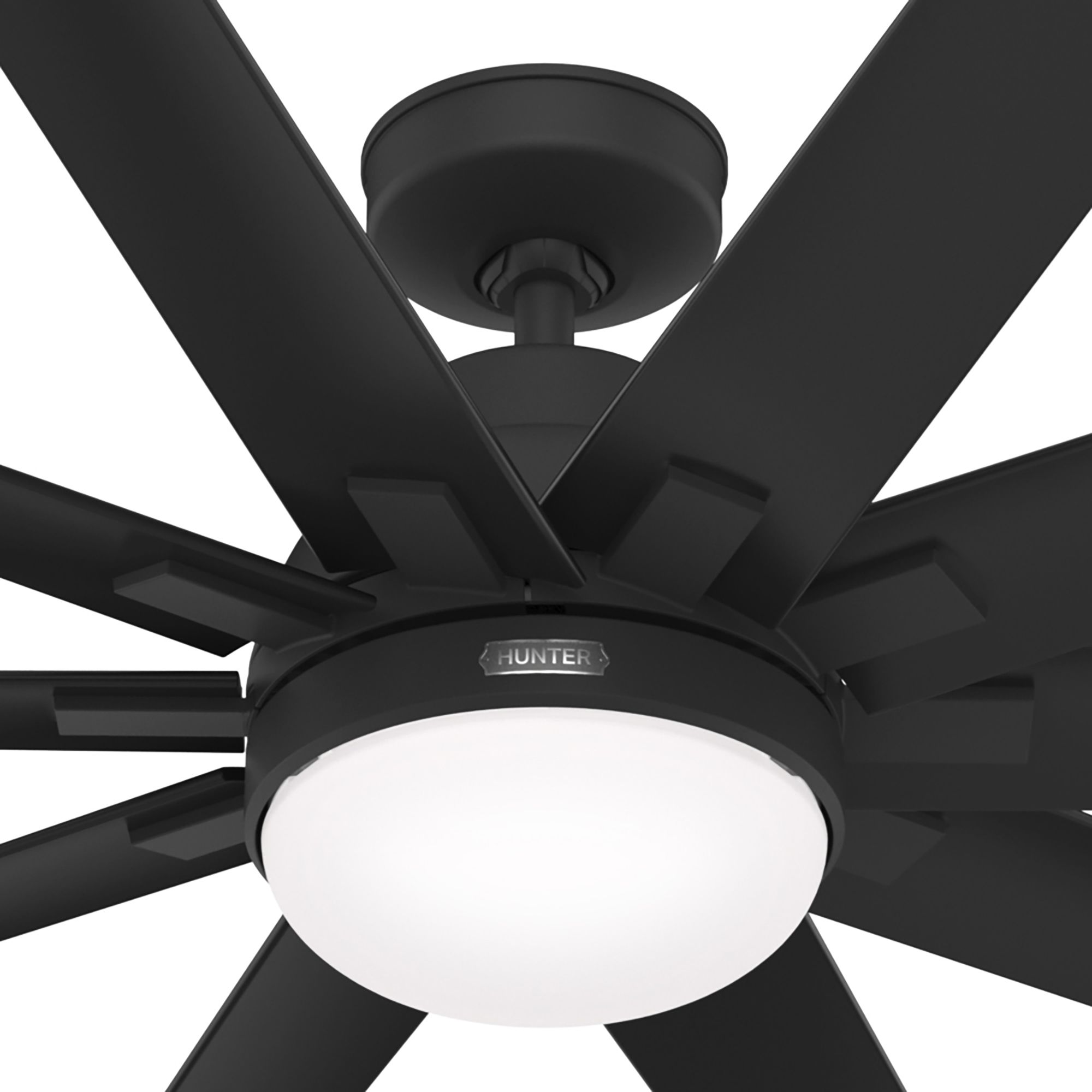 Hunter Fan 72 inch Casual Matte Black Outdoor Ceiling Fan with LED Light and 10 Blades (Certified Refurbished)