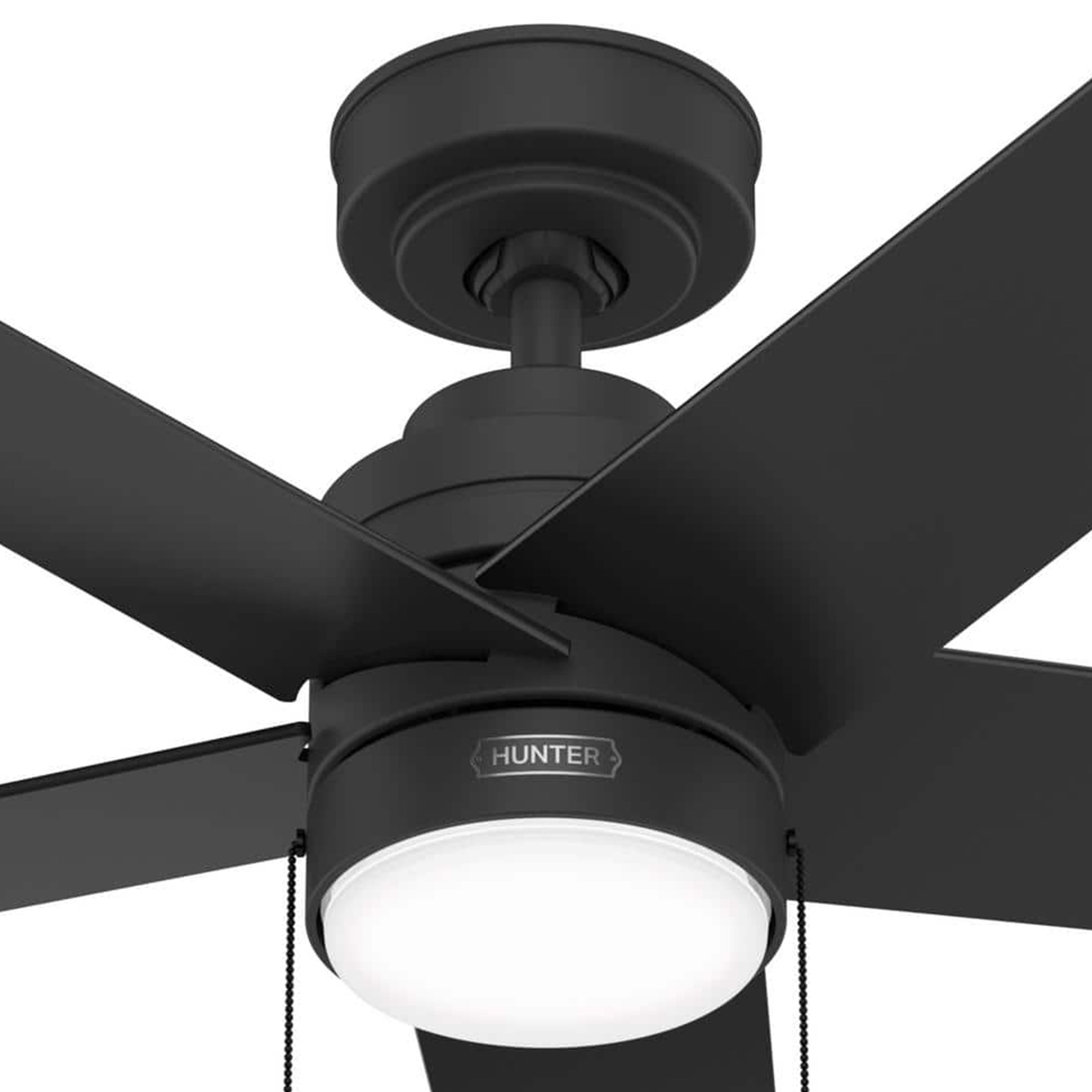 Hunter Fan 44 inch Matte Black Indoor Ceiling Fan with Light and Pull Chain for Bedroom, Living Room, Office, Basement, Kitchen (Certified Refurbished)