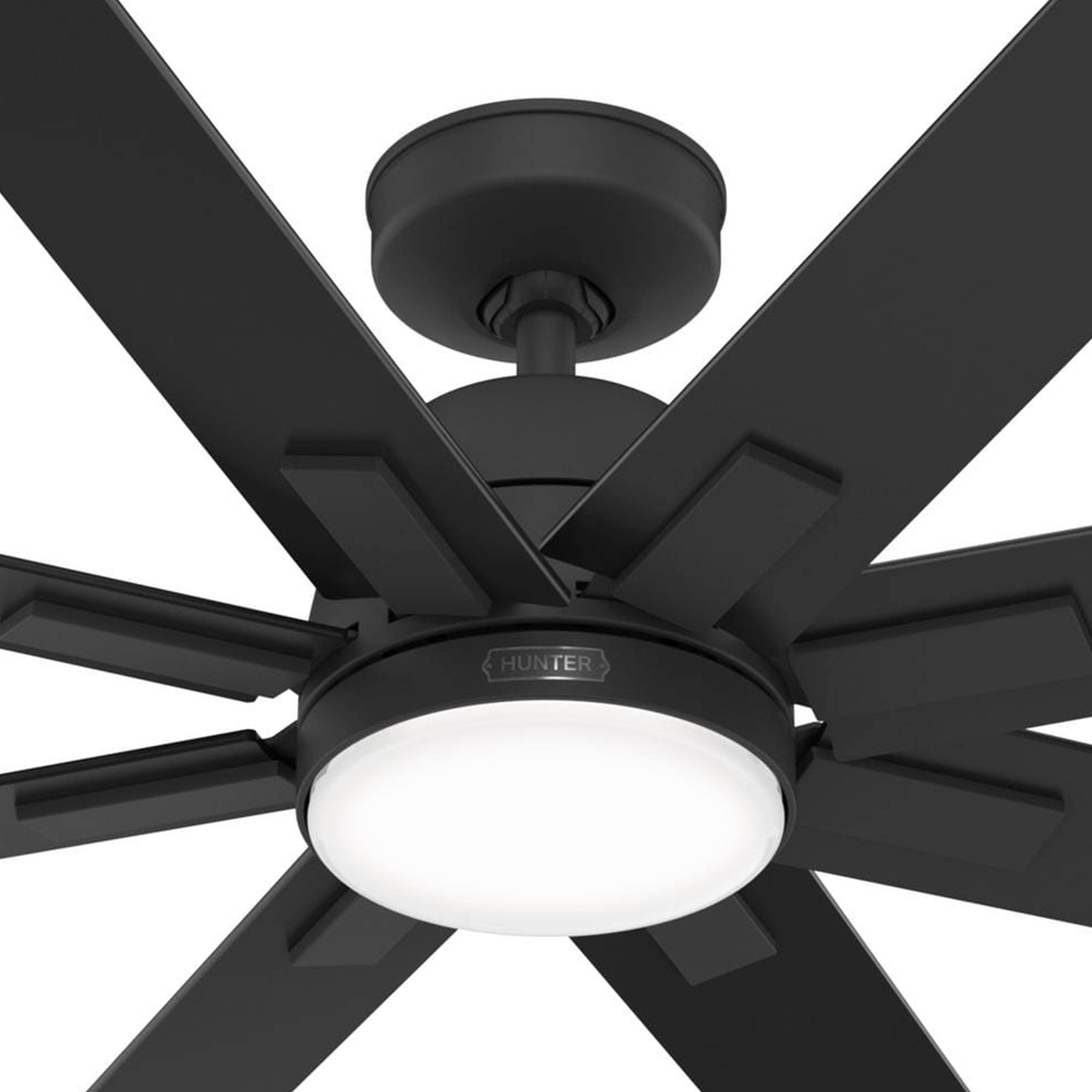 Hunter Fan 60 Inch Matte Black Indoor / Outdoor Ceiling Fan with Light and Remote Control for Farmhouse, Patio, Bedroom, Living Room, Office, Basement, Kitchen (Certified Refurbished)
