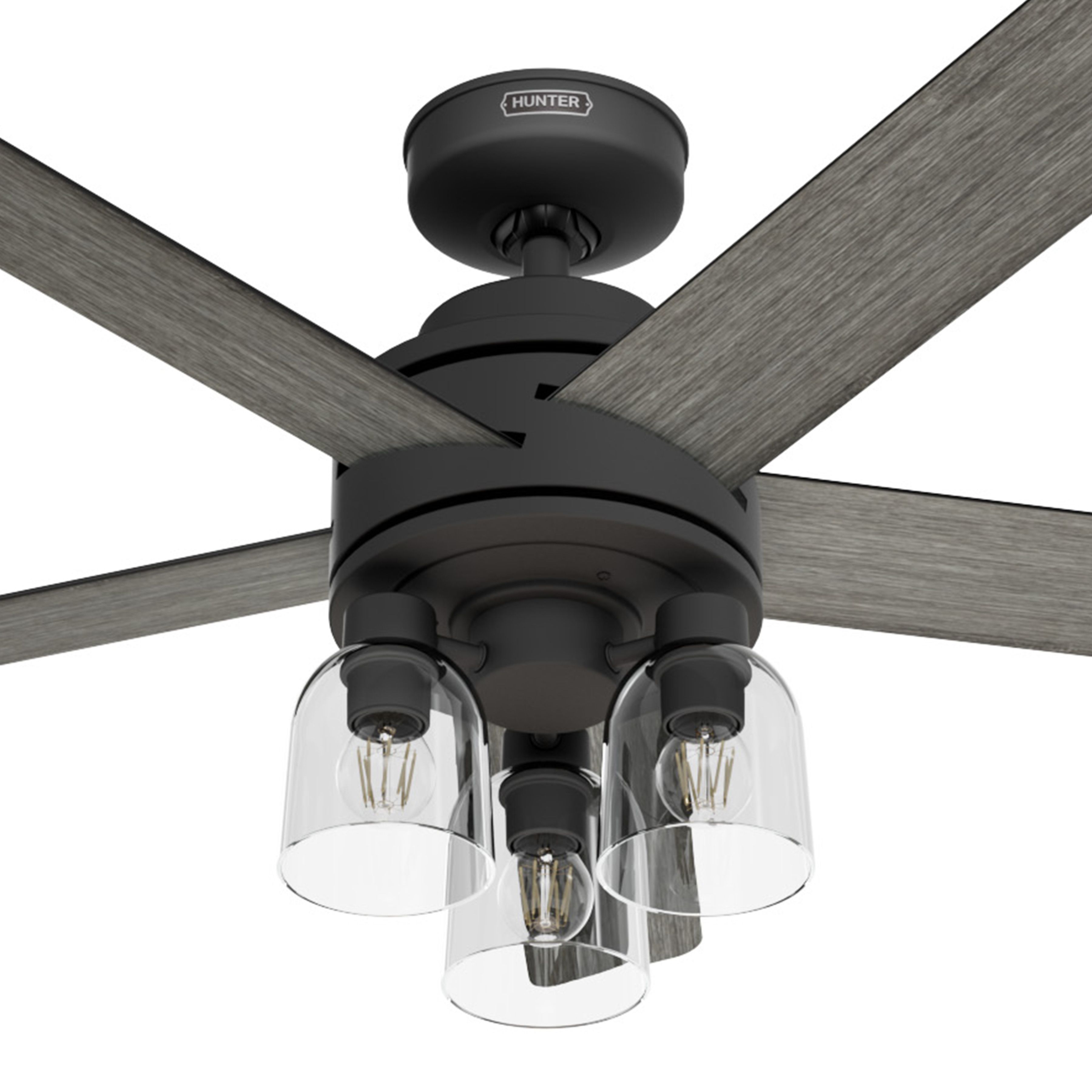 Hunter Fan 52 Inch Matte Black Indoor Ceiling fan with LED Light and Remote Control for Office, Bedroom, Living Room/Family Room, Basement, Kitchen, Dining Room (Certified Refurbished)
