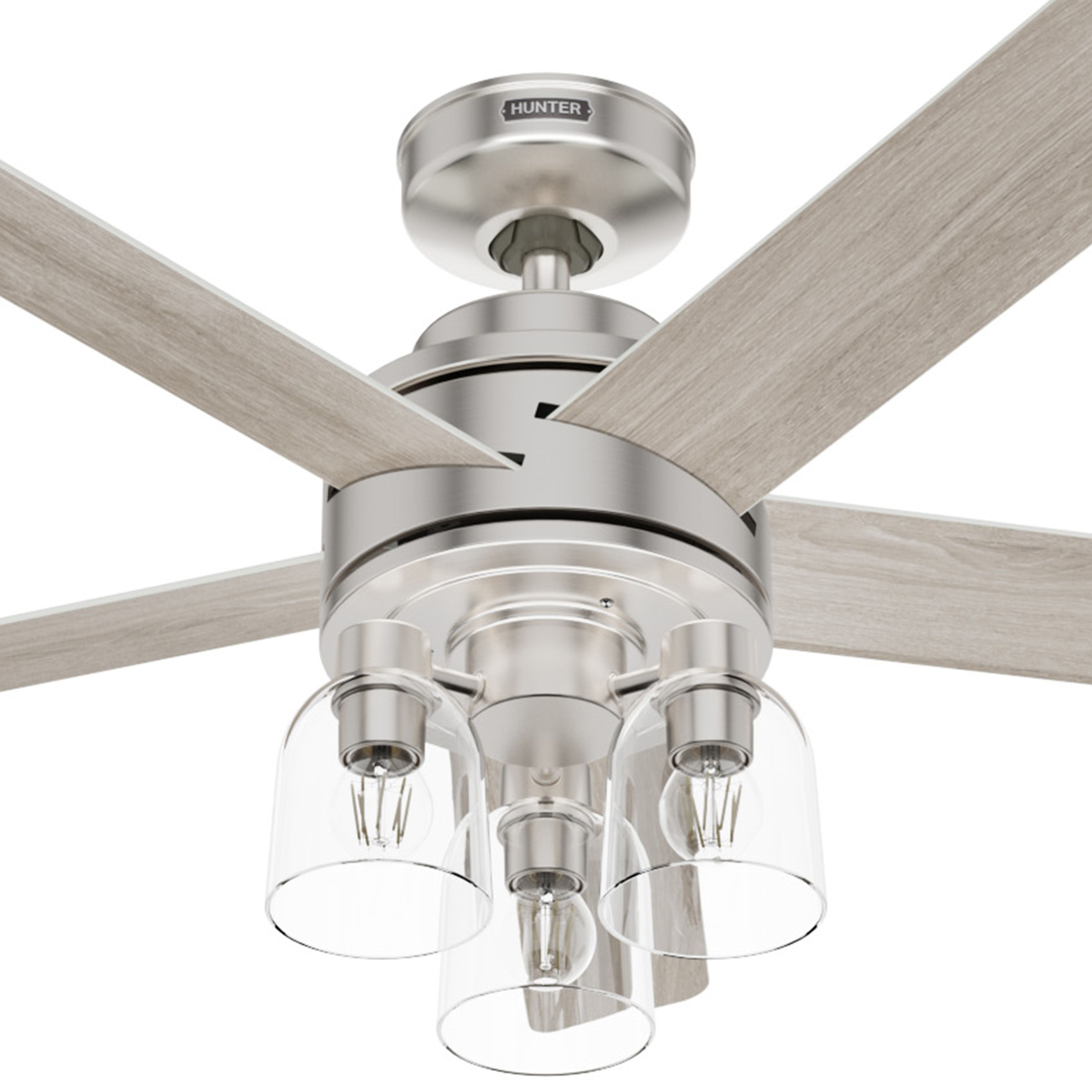 Hunter Fan 52 inch Brushed Nickel Indoor Ceiling Fan with Light and Remote Control for Bedroom, Living Room, Office, Basement, Kitchen (Certified Refurbished)