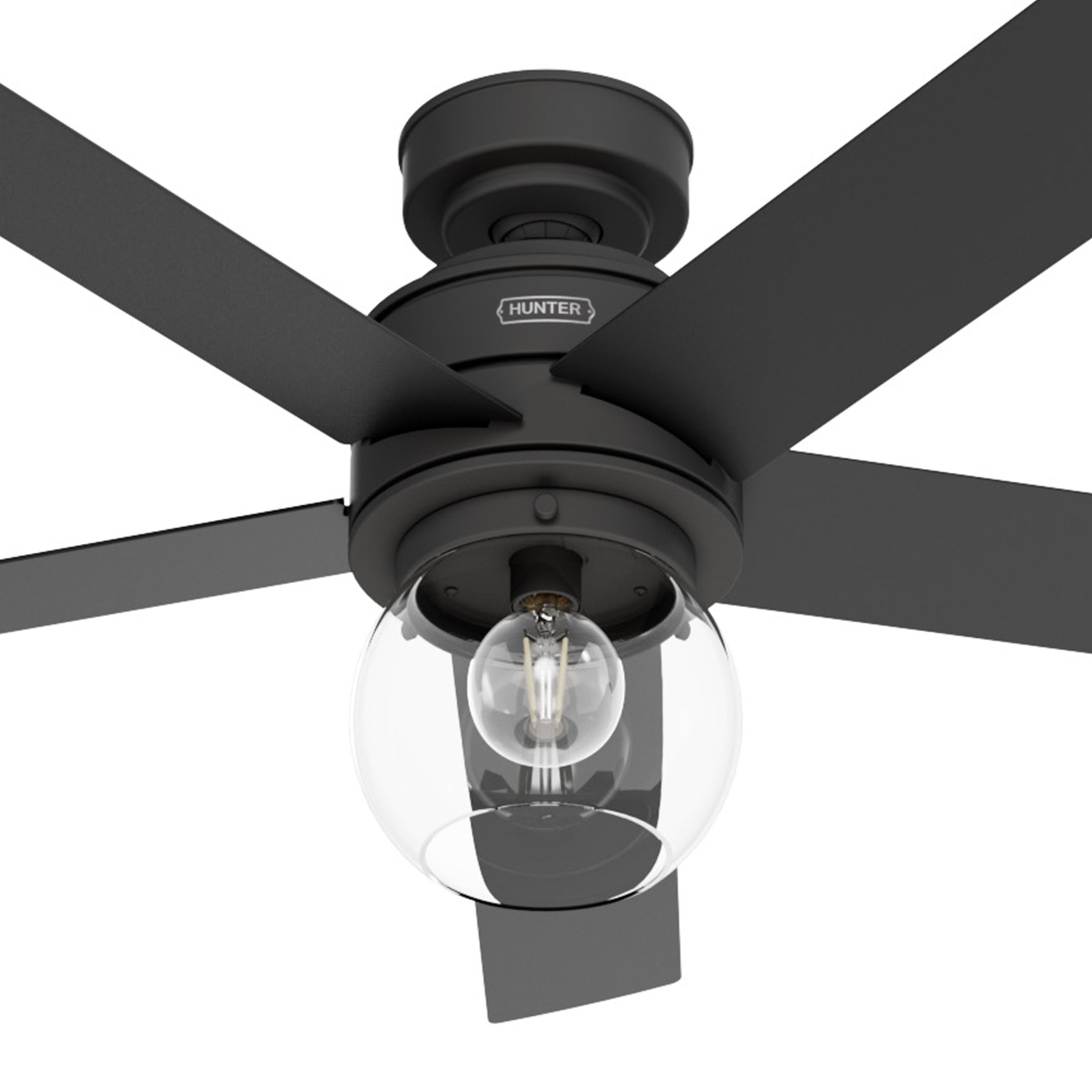 Hunter Fan 52 Inch Matte Black Indoor Ceiling fan with LED Light and Remote Control for Bedroom, Living Room, Office, Basement, Kitchen, Dining Room (Certified Refurbished)