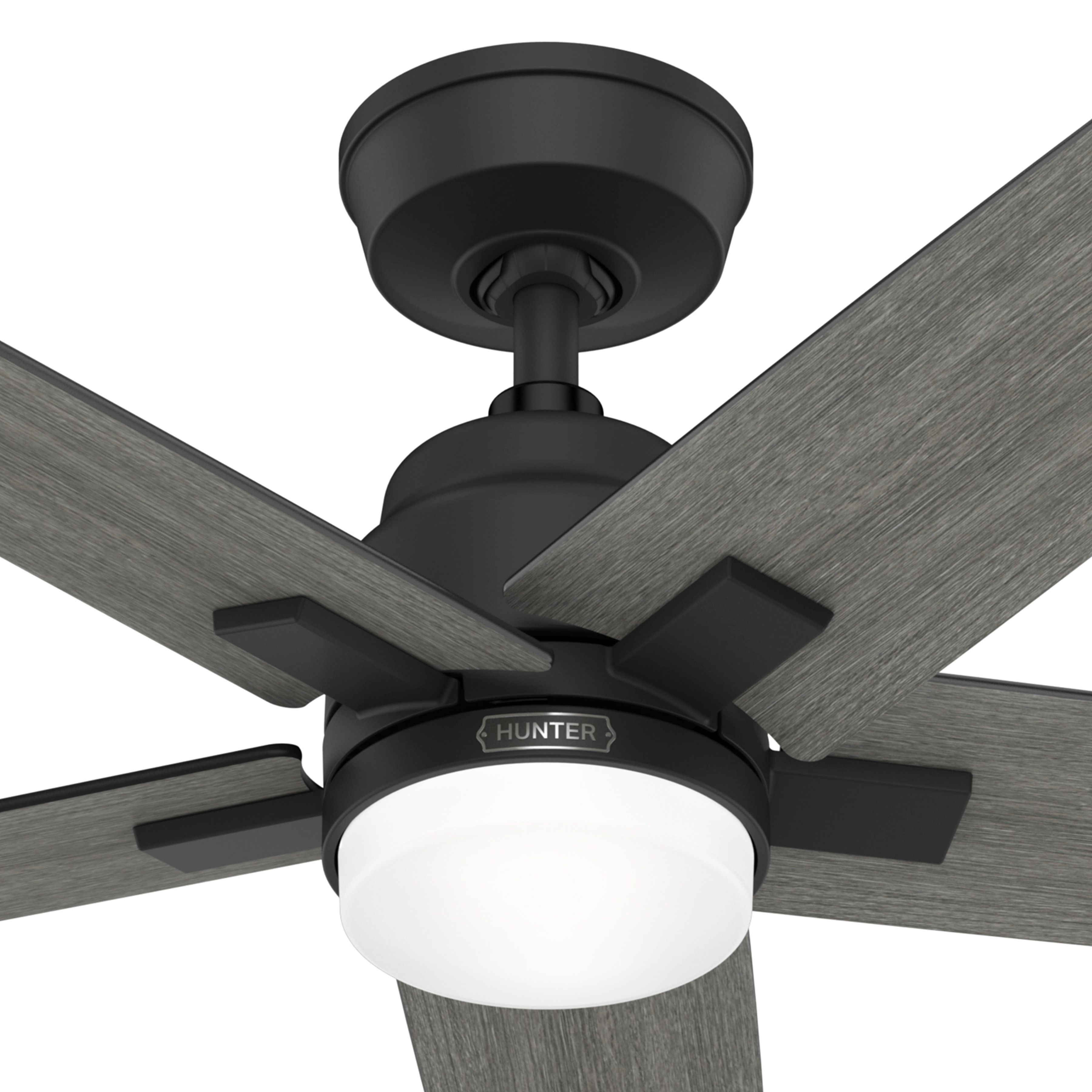 Hunter Fan 52 Inch Matte Black Indoor Ceiling fan with LED Light and Remote Control for Office, Bedroom, Living Room, Basement, Kitchen, Dining Room (Certified Refurbished)