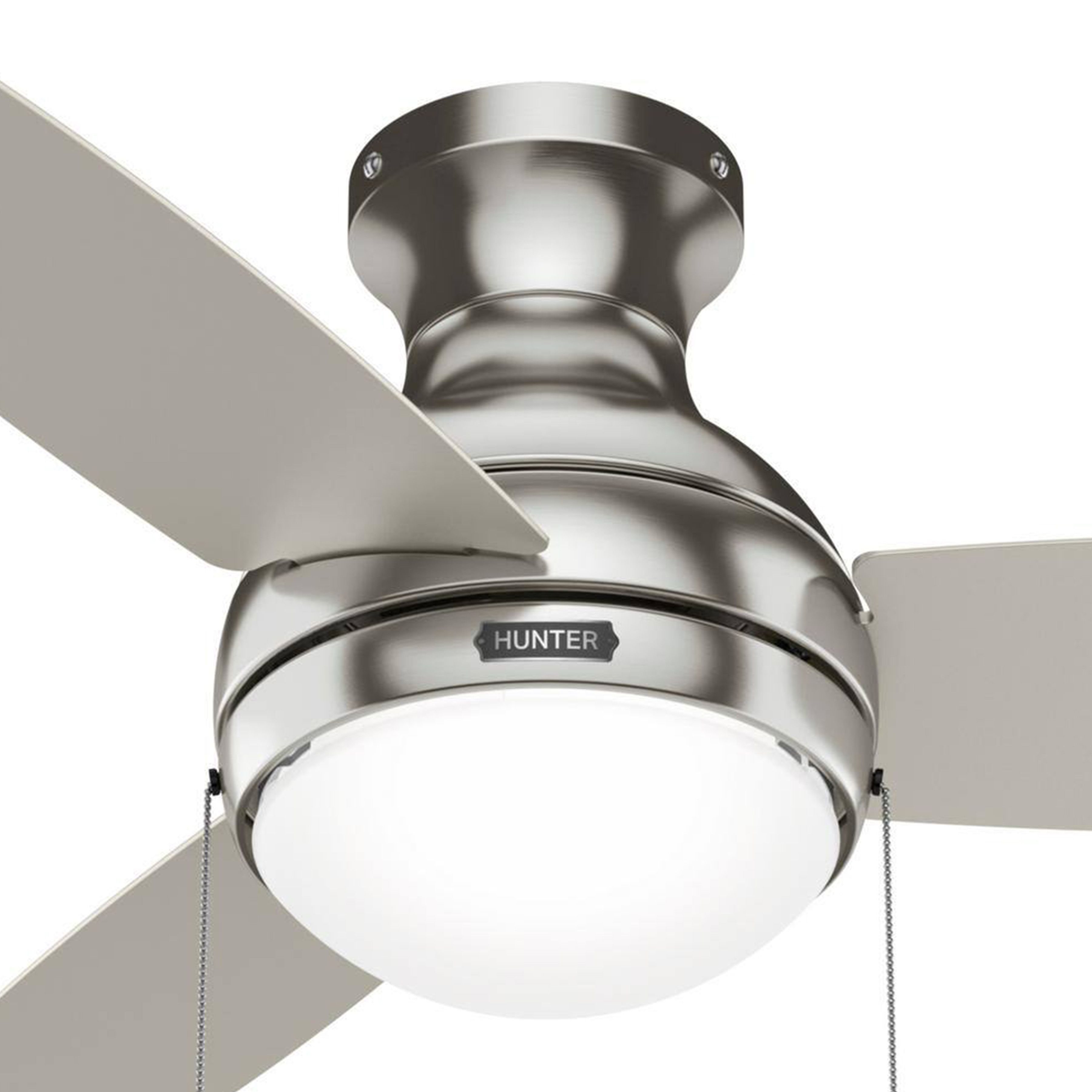 Hunter Fan 44 inch Brushed Nickel Indoor Ceiling Fan with LED Light and Pull Chain for Bedroom, Living Room, Office, Basement, Kitchen (Certified Refurbished)