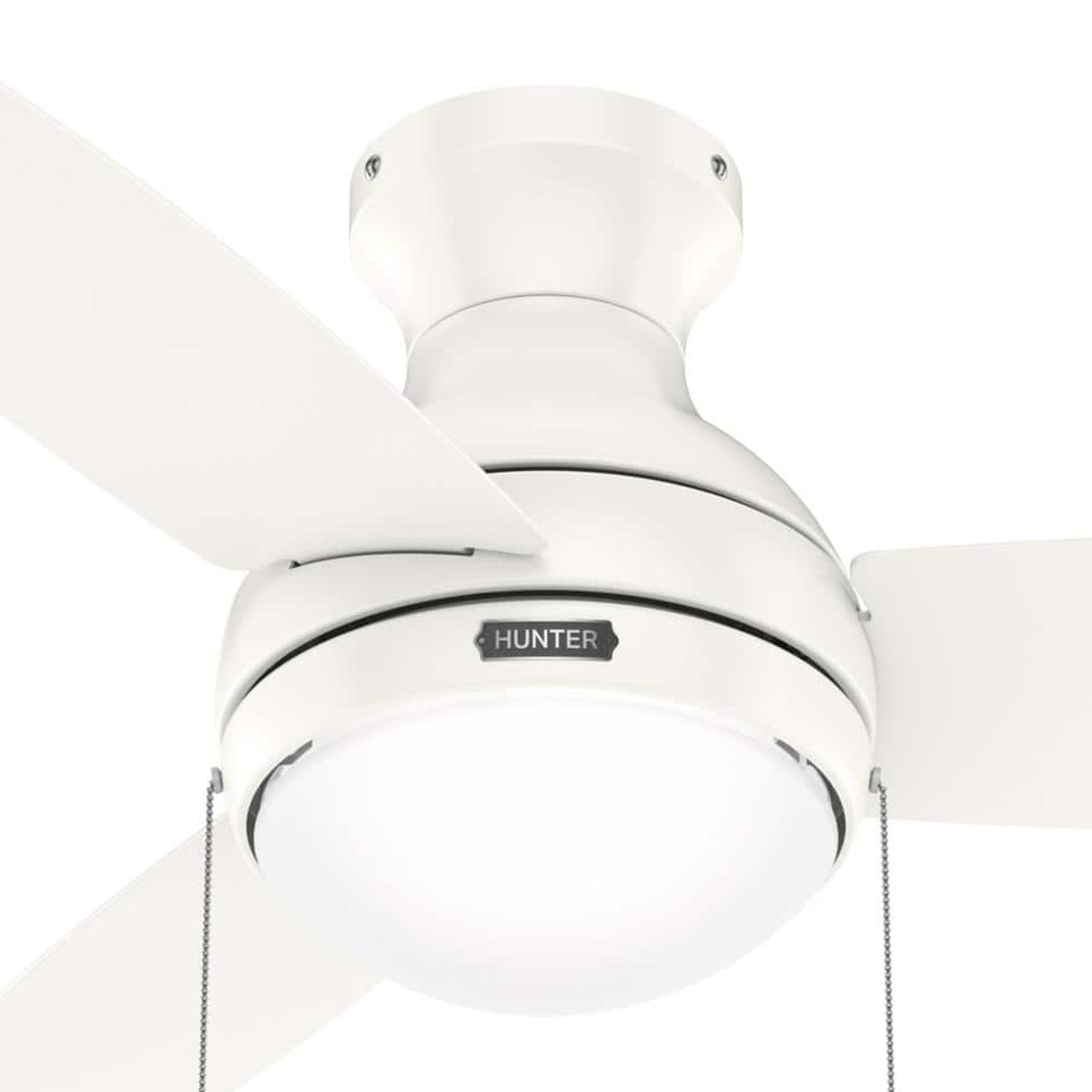 Hunter Fan 44 inch Fresh White Indoor Ceiling Fan with Light and Pull Chain for Office, Bedroom, Living Room, Basement, Kitchen (Certified Refurbished)