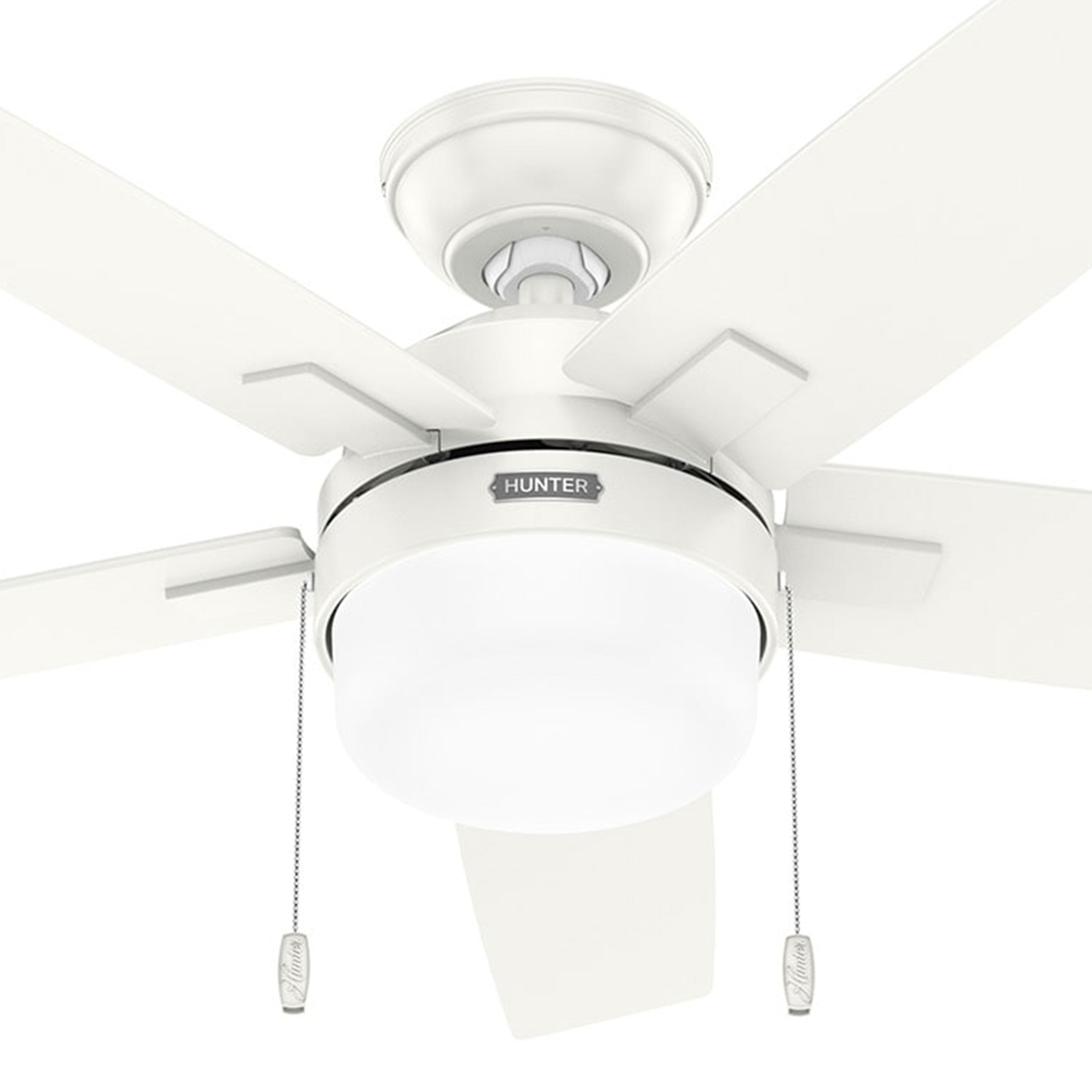 Hunter Fan 44 inch Fresh White Indoor Ceiling Fan with Light and Pull Chain for Bedroom, Living Room, Office, Basement, Kitchen (Certified Refurbished)