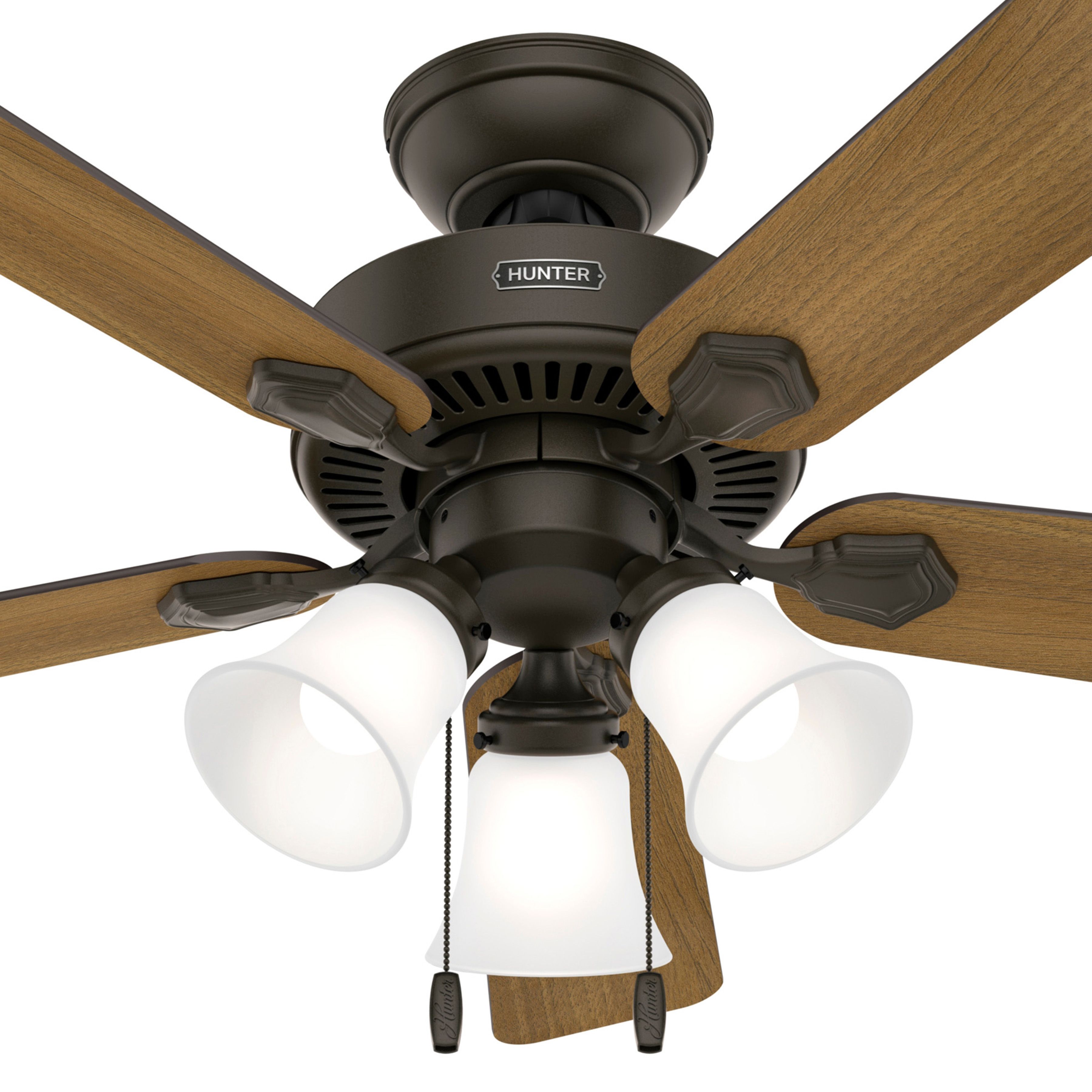 Hunter Fan 44 Inch New Bronze Indoor Ceiling Fan with LED Light Kit and Pull Chain for Living room, Bedroom, Basement, Kitchen, office (Certified Refurbished)