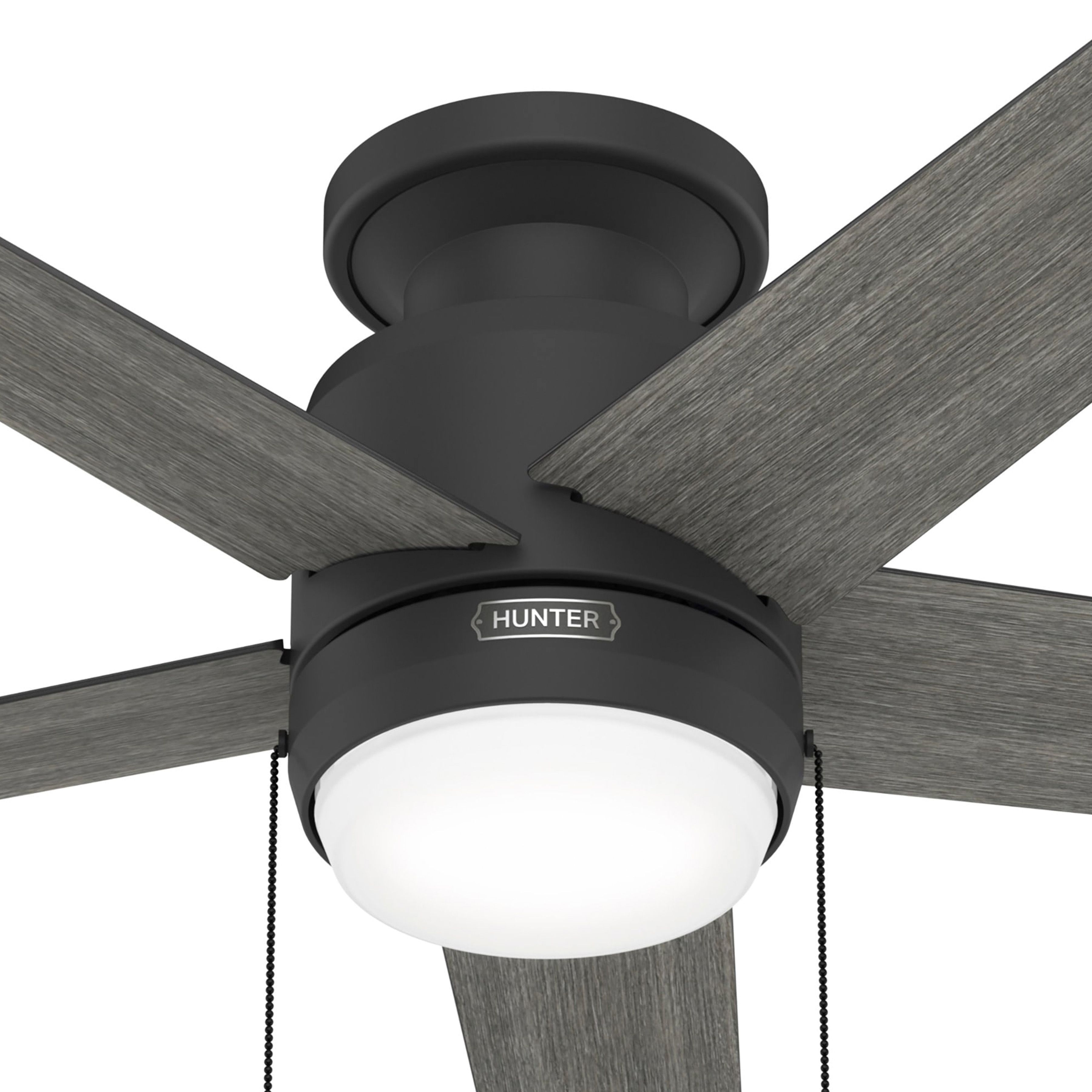 Hunter Fan 44 inch Matte Black Indoor Ceiling Fan with Light and Pull Chain for Office, Bedroom, Living Room, Basement, Kitchen (Certified Refurbished)