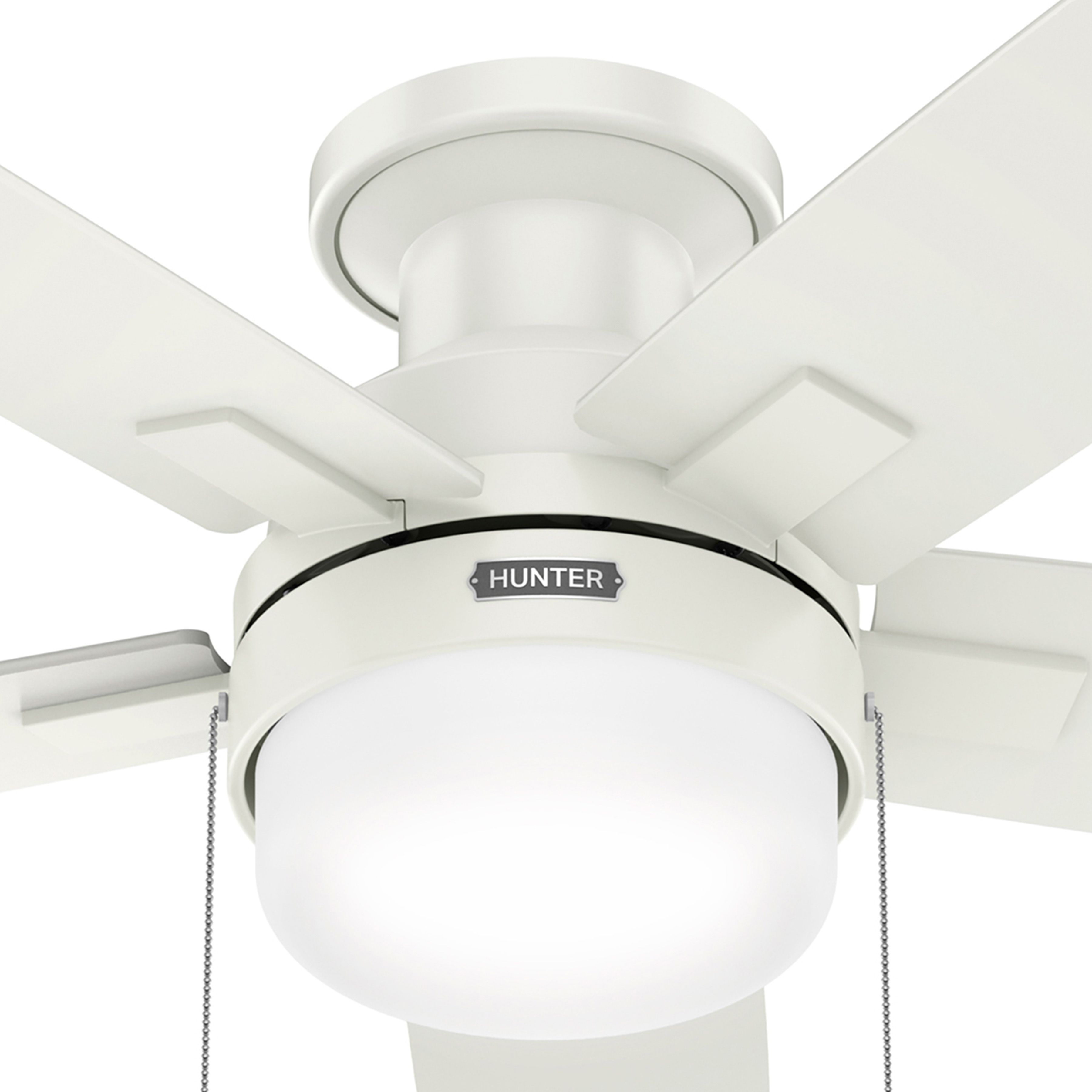 Hunter Fan 52 Inch White Indoor Ceiling Fan with Light and Pull Chain for Office, Bedroom, Kitchen, Living Room (Certified Refurbished)