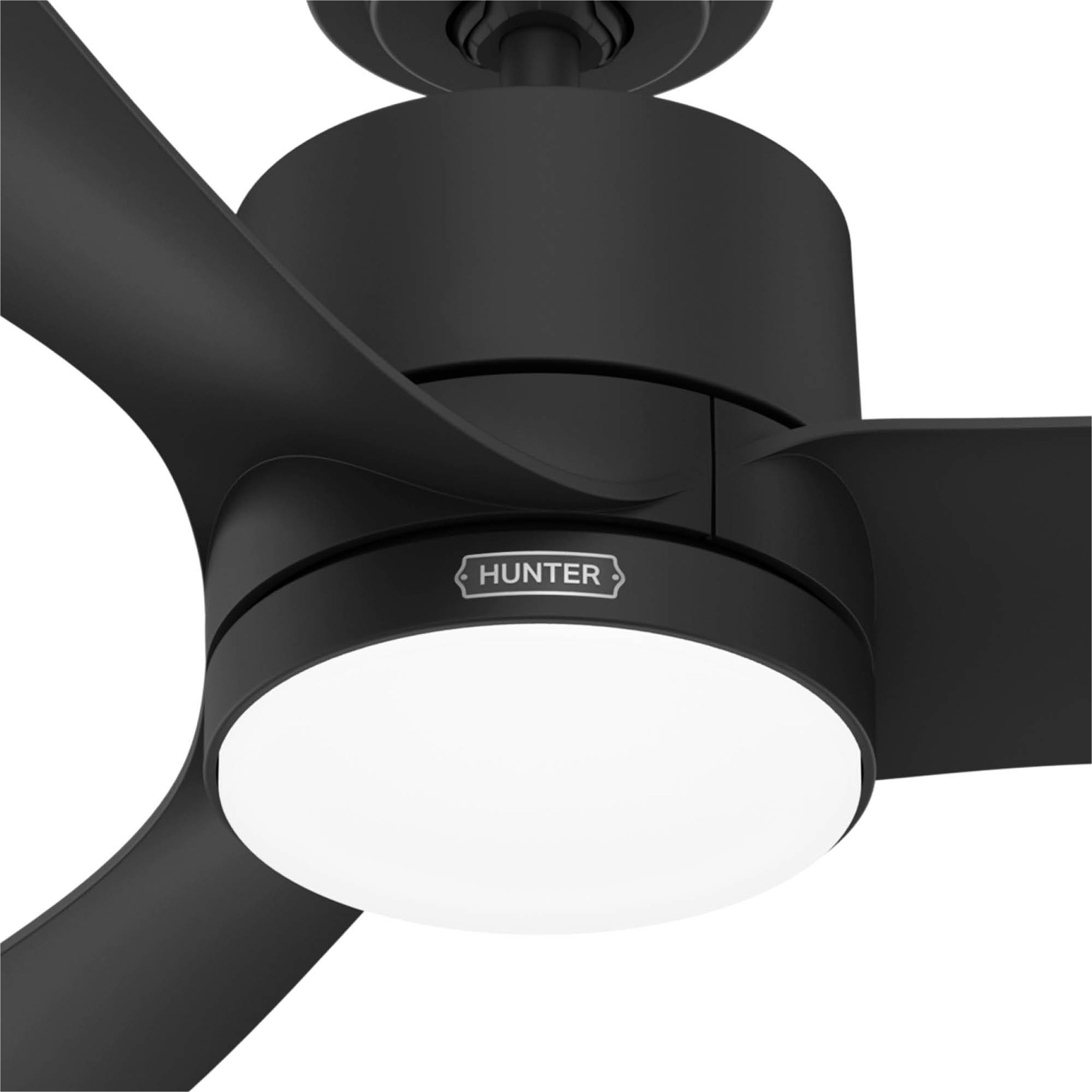 Hunter Fan 52 inch Matte Black Indoor Ceiling Fan with Light for Bedroom, Living Room, Kitchen, Office (Certified Refurbished)