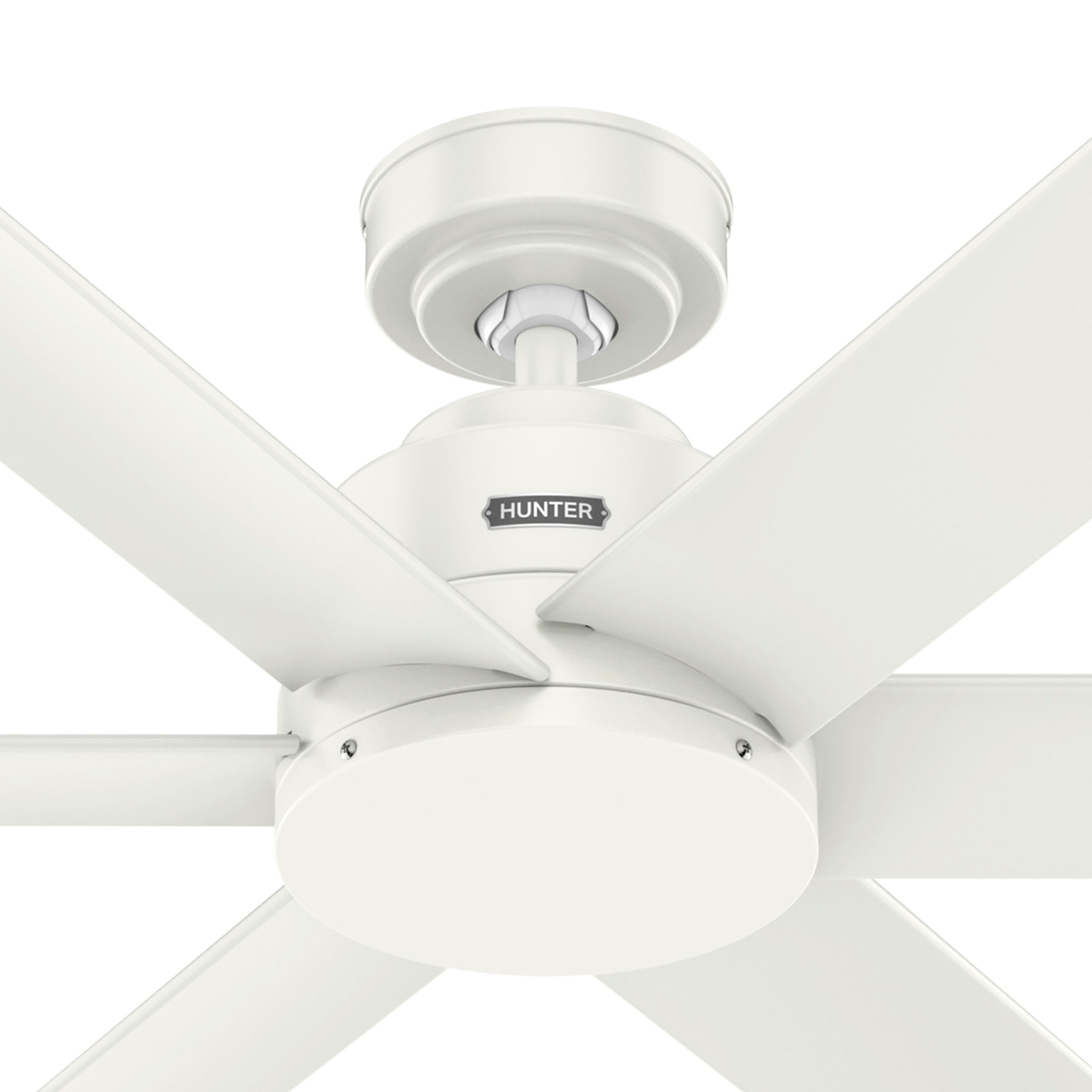 Hunter Fan 52 inch Fresh White Indoor / Outdoor Ceiling Fan with 6 Baldes for Living Room, Bedroom, Farmhouse, Patios (Certified Refurbished)