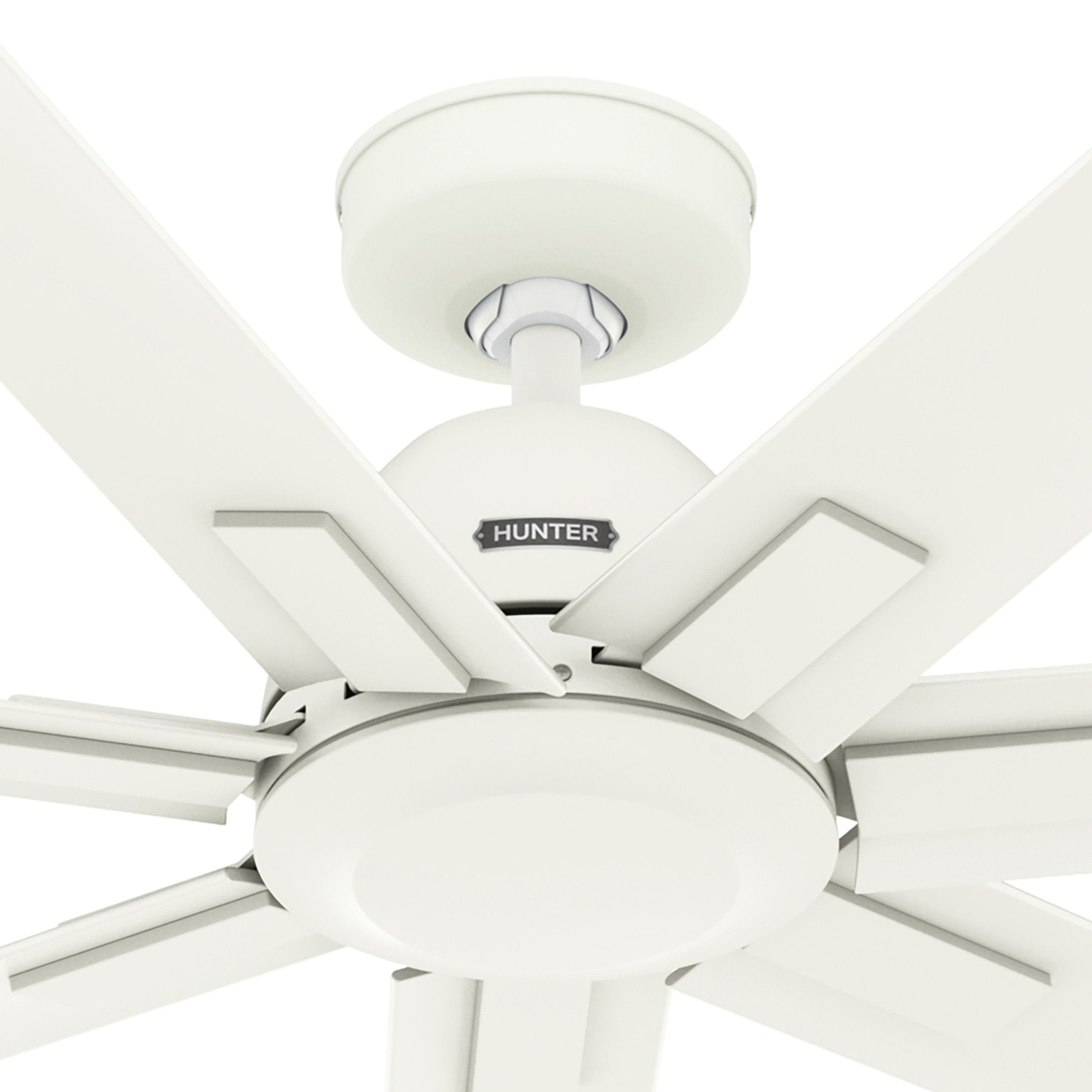 Hunter Fan 60 inch Matte White Indoor / Outdoor Ceiling Fan with 7 Baldes for Living Room, Bedroom, Farmhouse, Patios (Certified Refurbished)