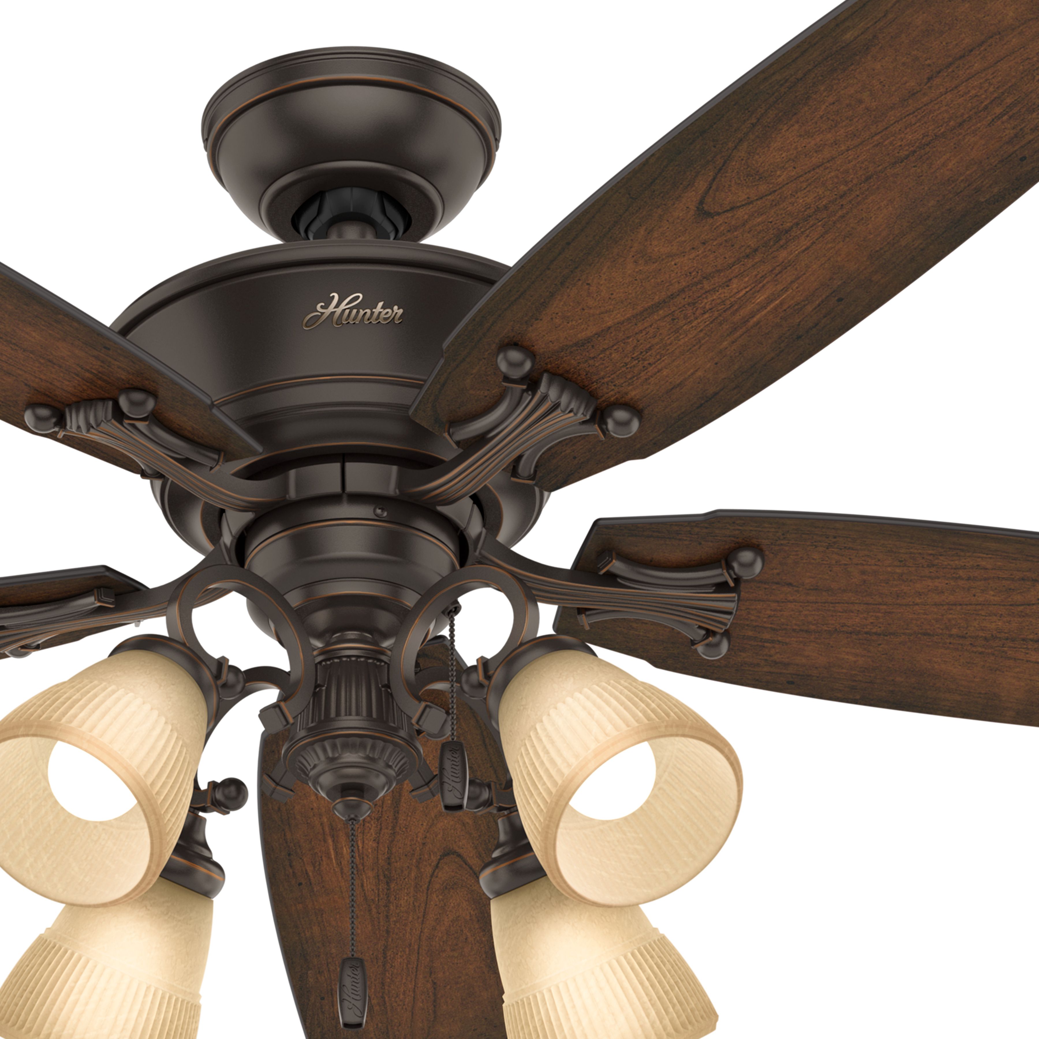Hunter Fan 52 inch Traditional Onyx Bengal Indoor Ceiling Fan with Light Kit and Remote Control (Renewed)