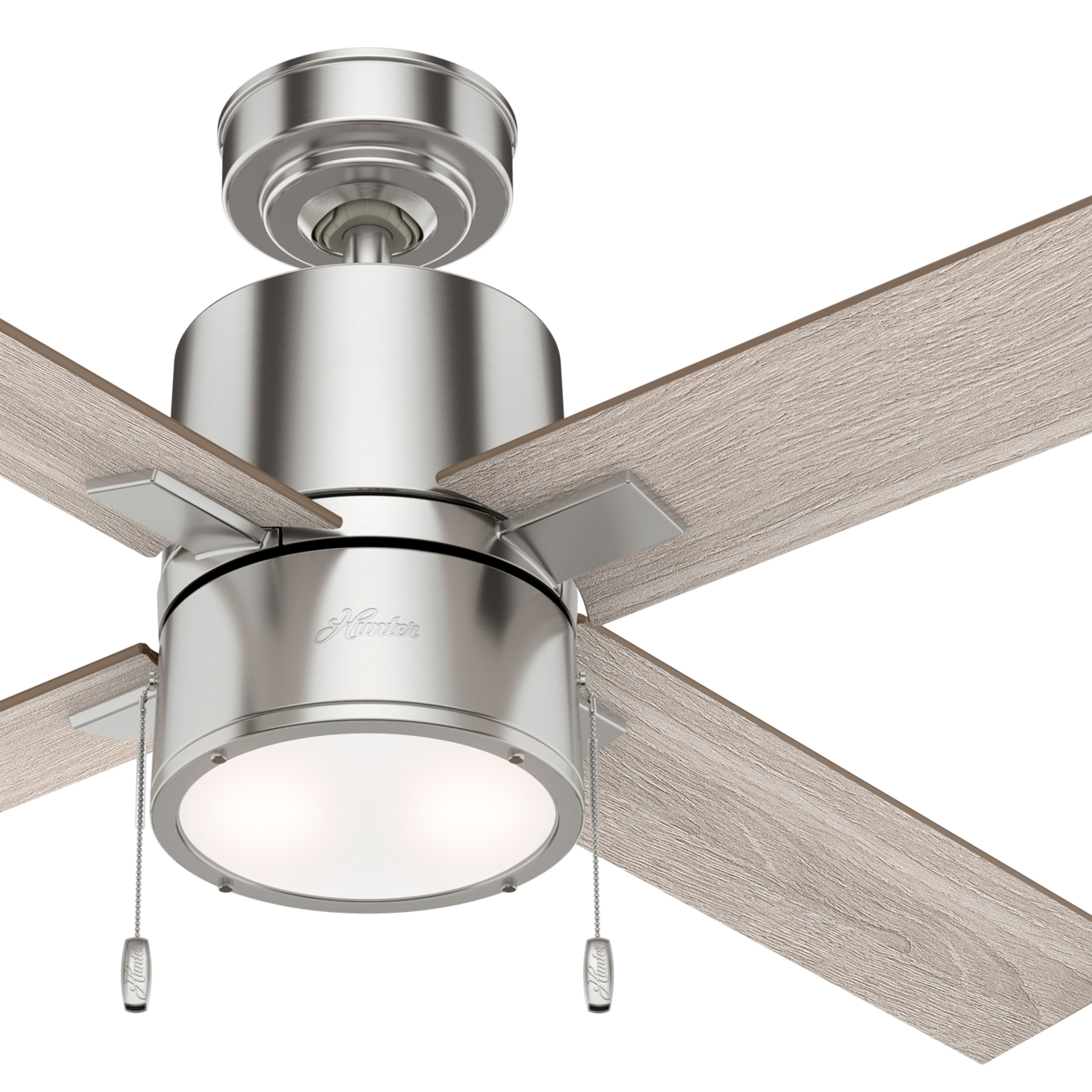 Hunter Fan 52 inch Brushed Nickel Contemporary Indoor Ceiling Fan with Light Kit (Renewed)