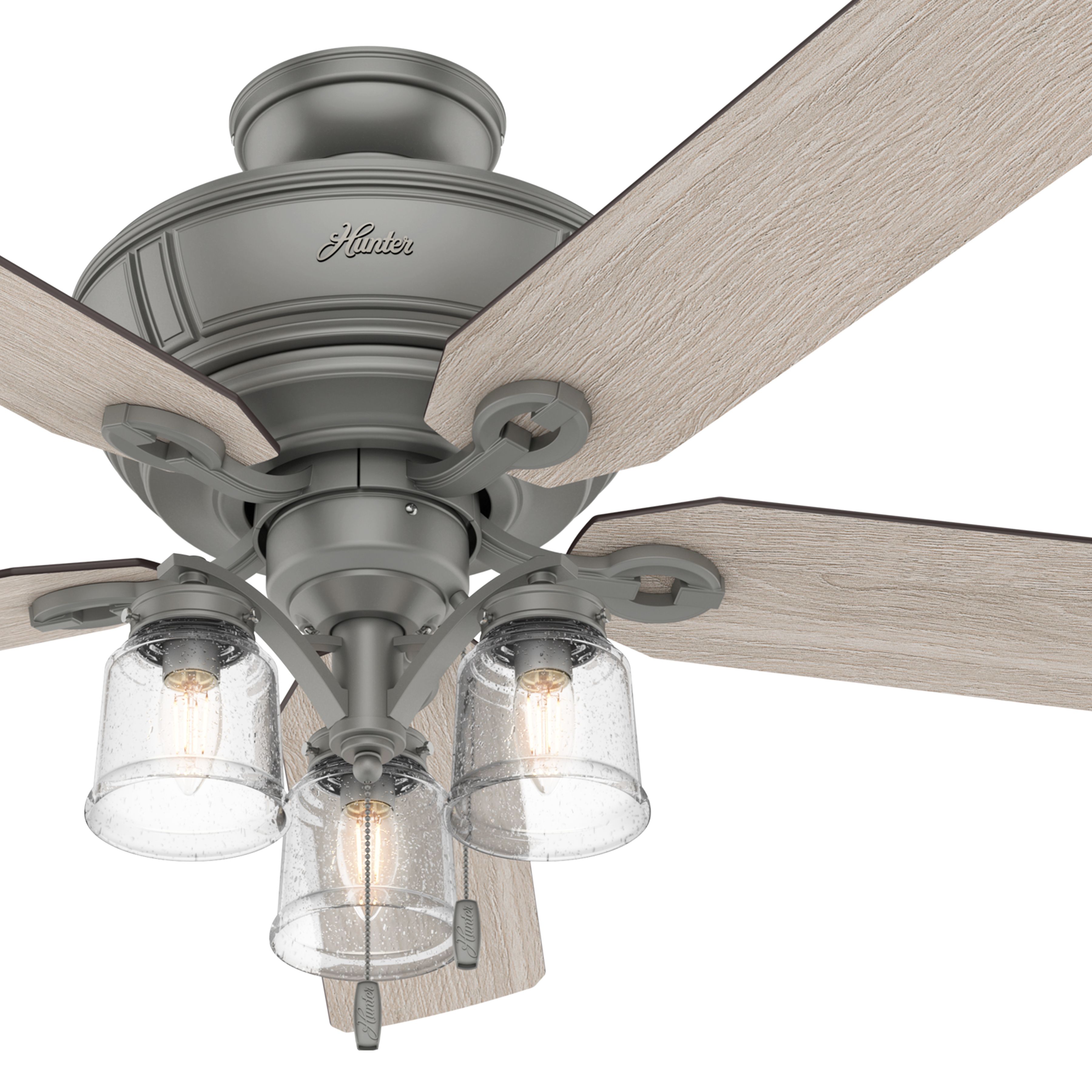Hunter Fan 54 inch Casual Matte Silver Indoor Ceiling Fan with Light Kit (Renewed)