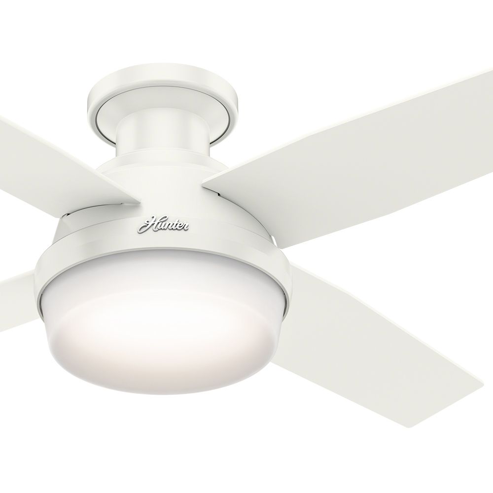 Hunter Fan 44 inch Contemporary Low Profile White Ceiling Fan with LED Light Kit and Remote Control (Certified Refurbished)