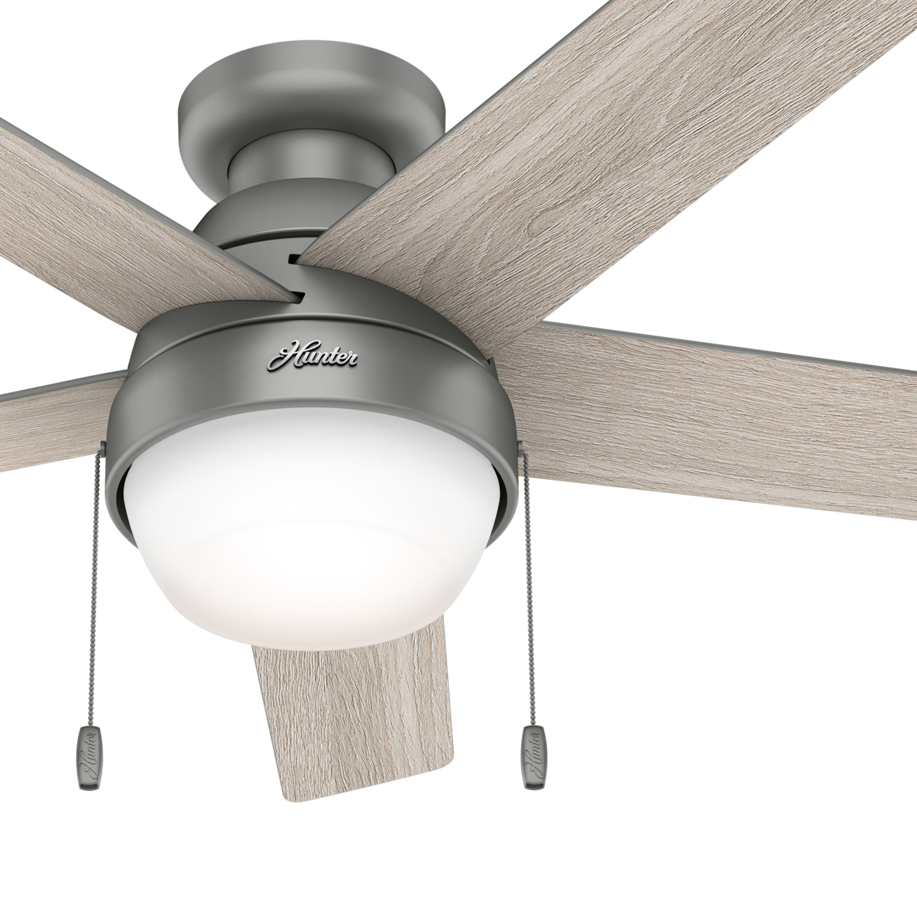 Hunter Fan 48 inch Contemporary Matte Silver Indoor Ceiling Fan with Light Kit (Certified Refurbished)