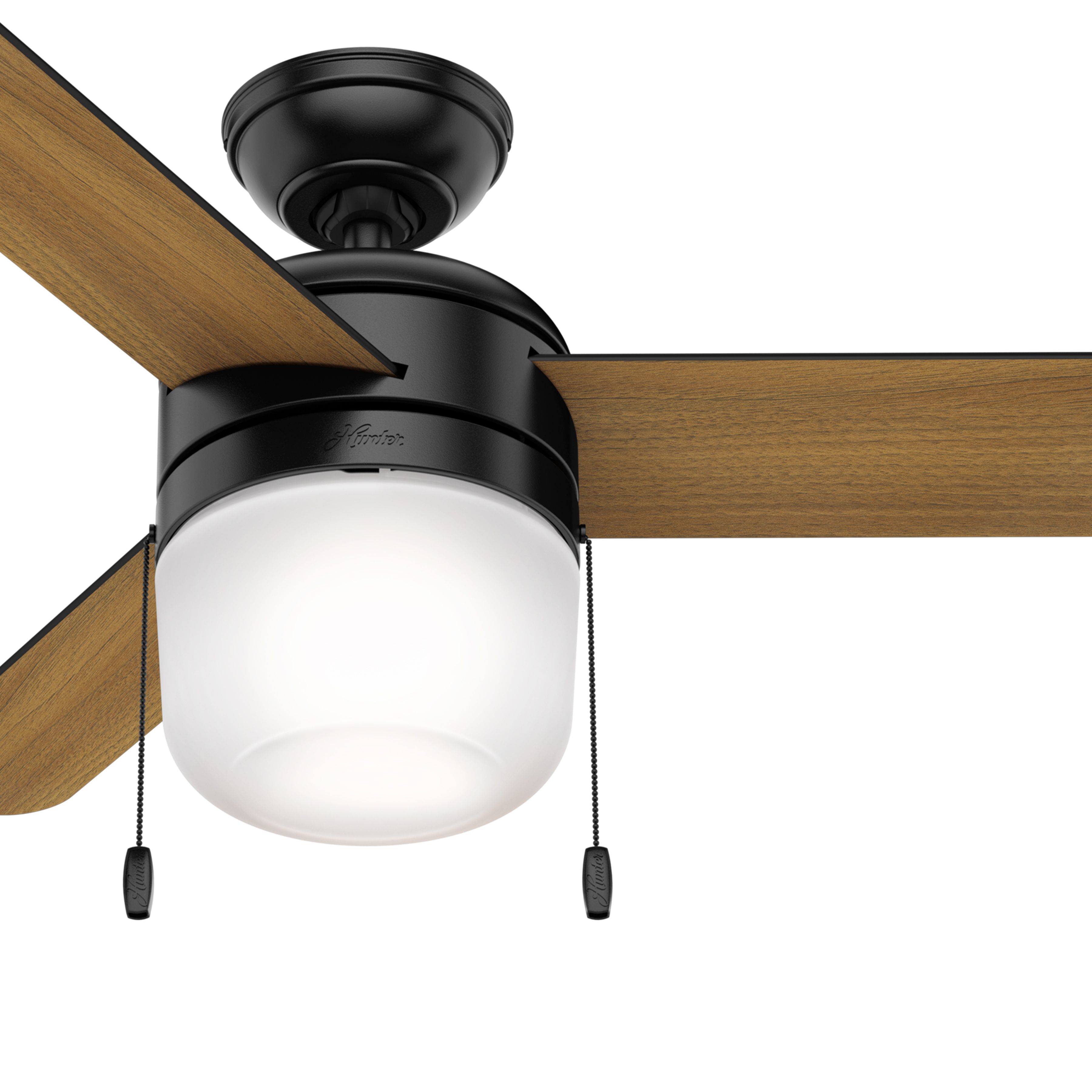 Hunter Fan 42 inch Contemporary Matte Black Ceiling Fan with Light Kit and Pull Chain (Renewed)