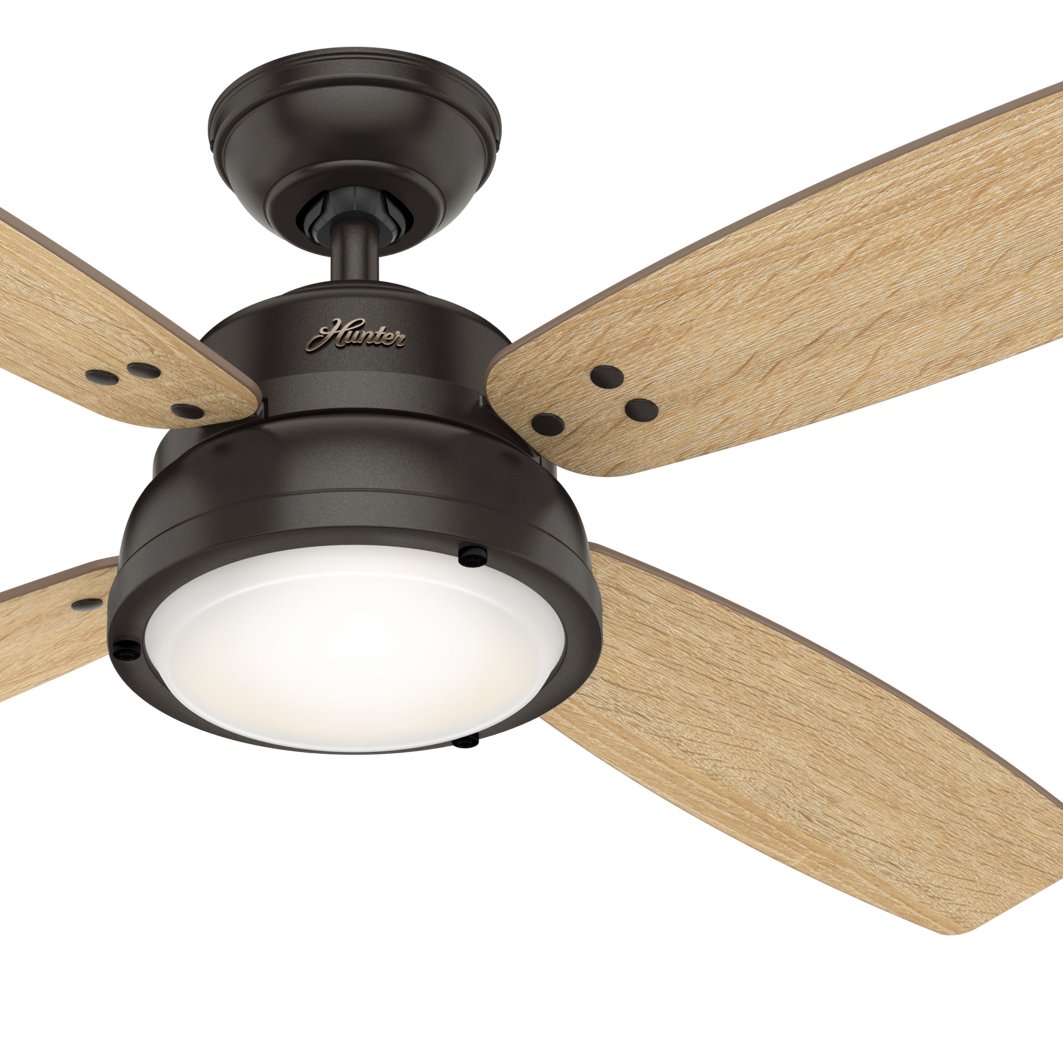 Hunter Fan 52 inch Noble Bronze Casual Indoor Ceiling Fan with Light Kit and Remote Control (Renewed)