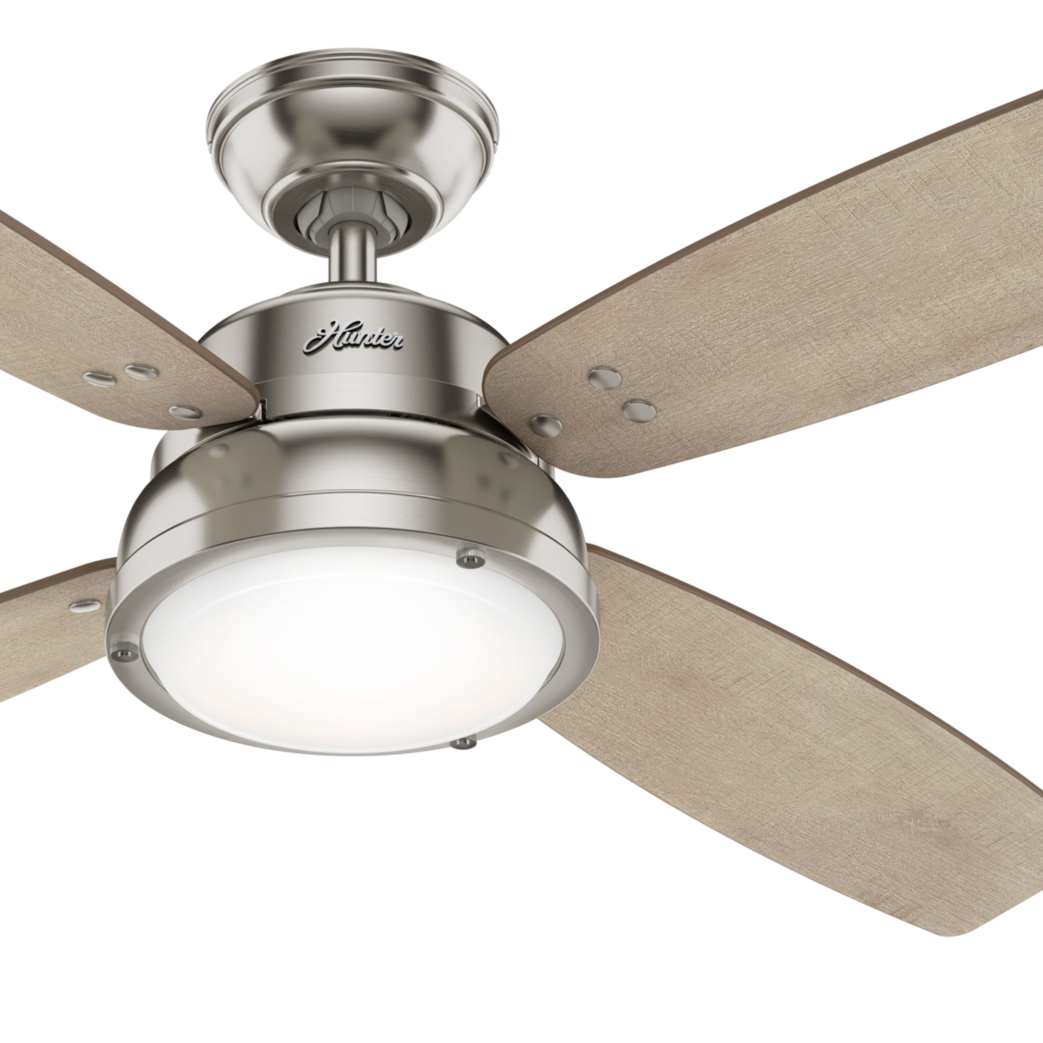 Hunter Fan 52 inch Casual Brushed Nickel Ceiling Fan with Light Kit and Remote Control (Certified Refurbished)