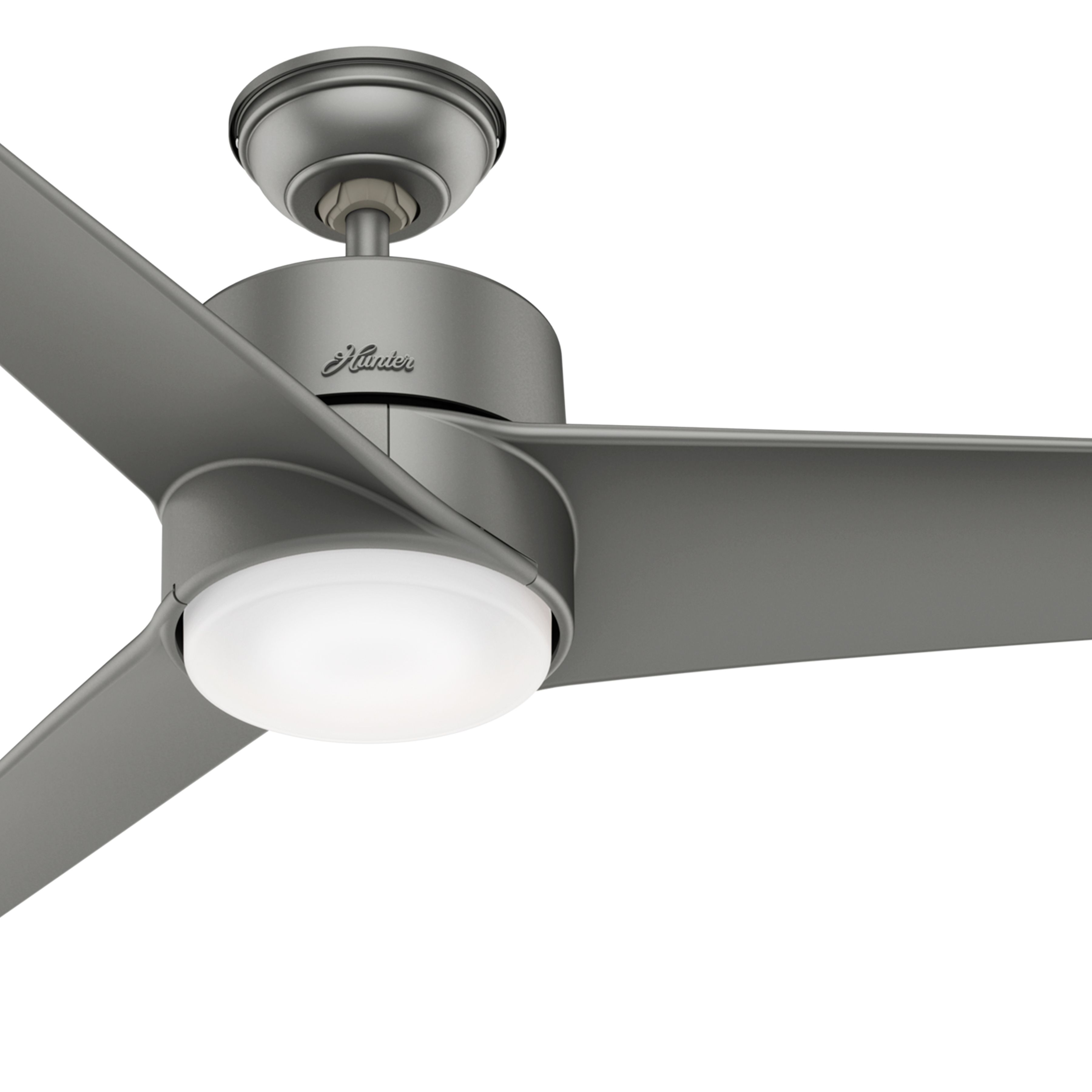 Hunter Fan 54 in Contemporary Matte Silver Outdoor Ceiling Fan w Light, 3 Blades (Certified Refurbished)