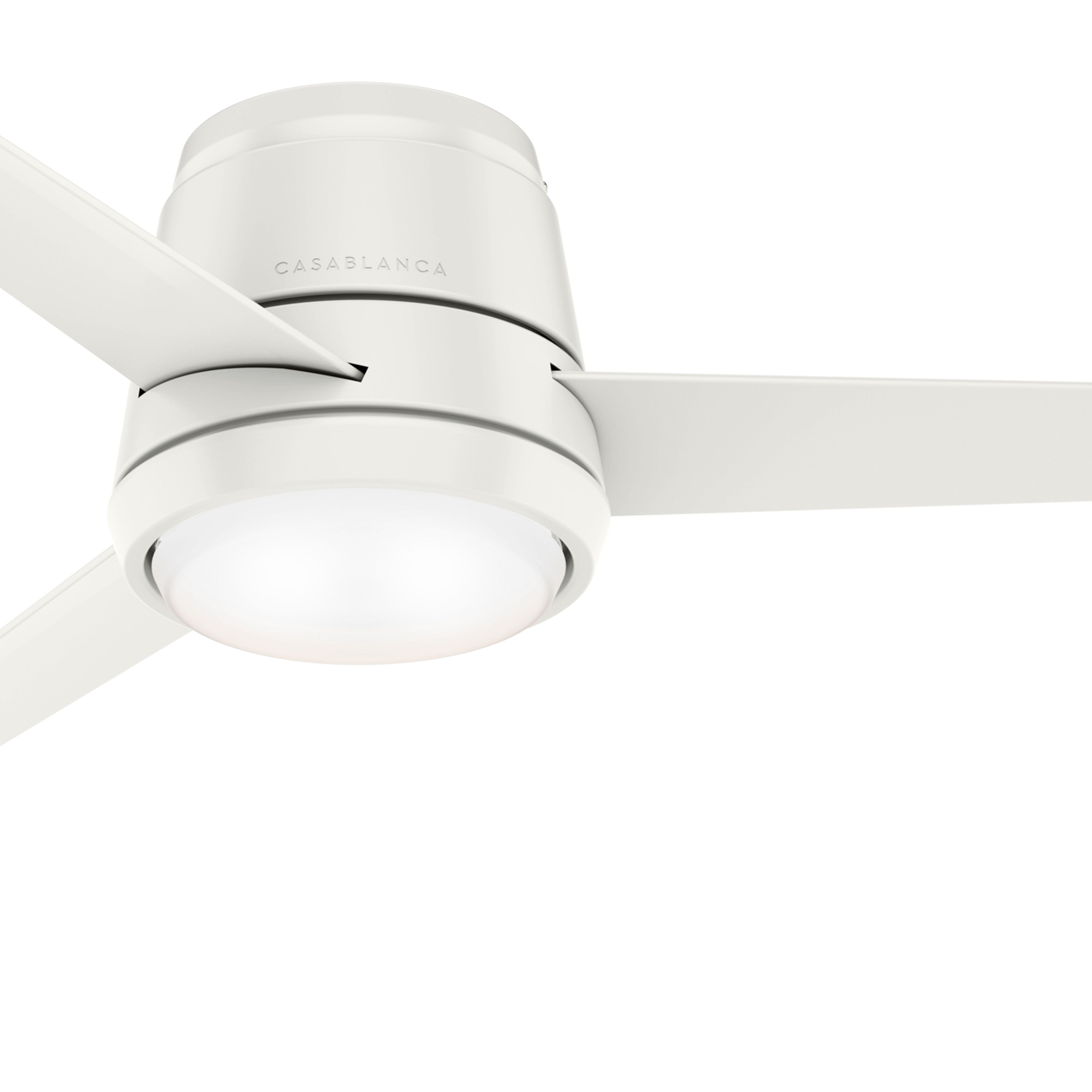 Casablanca 44 inch Low Profile Fresh White Indoor Ceiling Fan with Light Kit and Remote Control (Renewed)