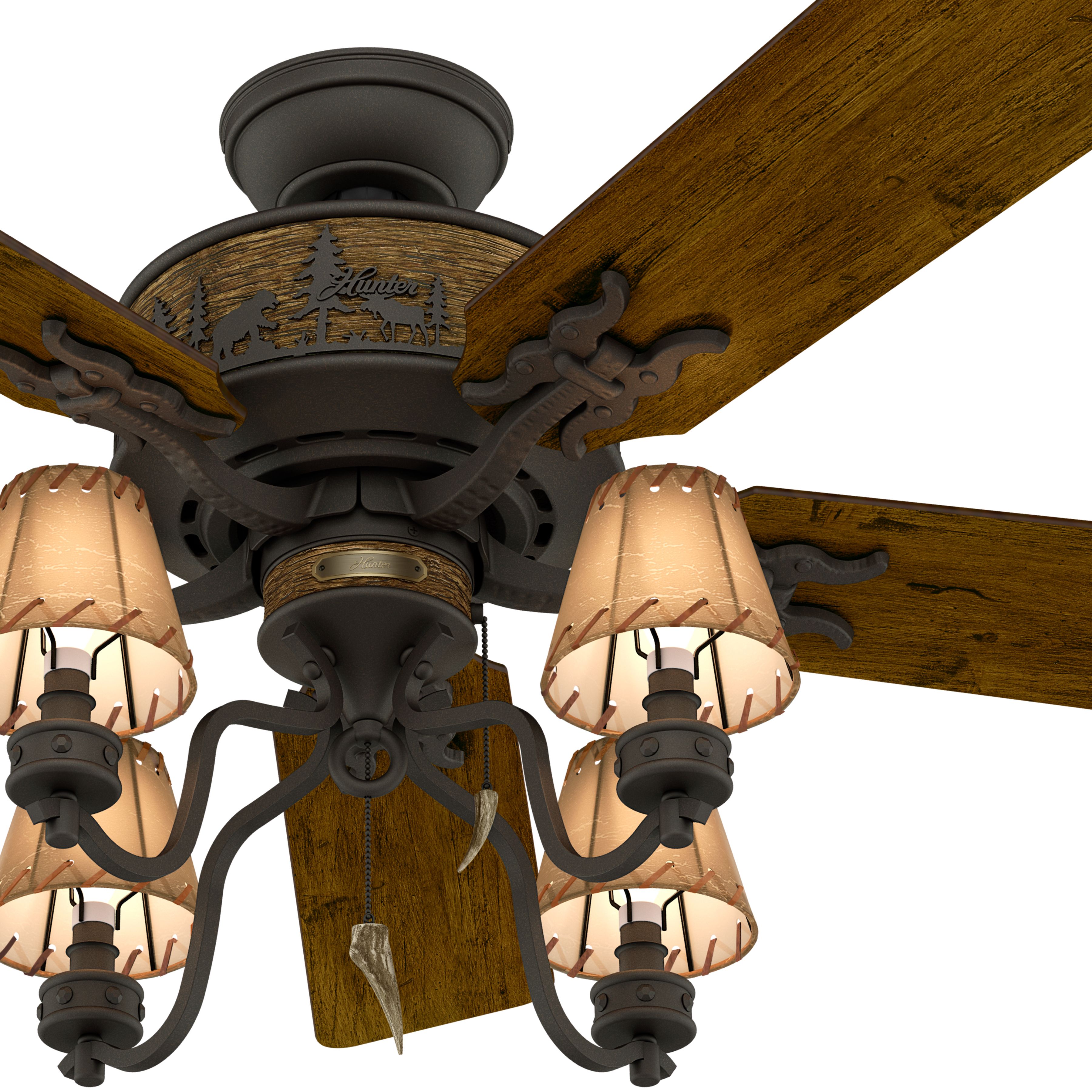 Hunter Fan 52 inch Traditional Brittany Bronze Indoor Ceiling Fan with Light Kit (Certified Refurbished)