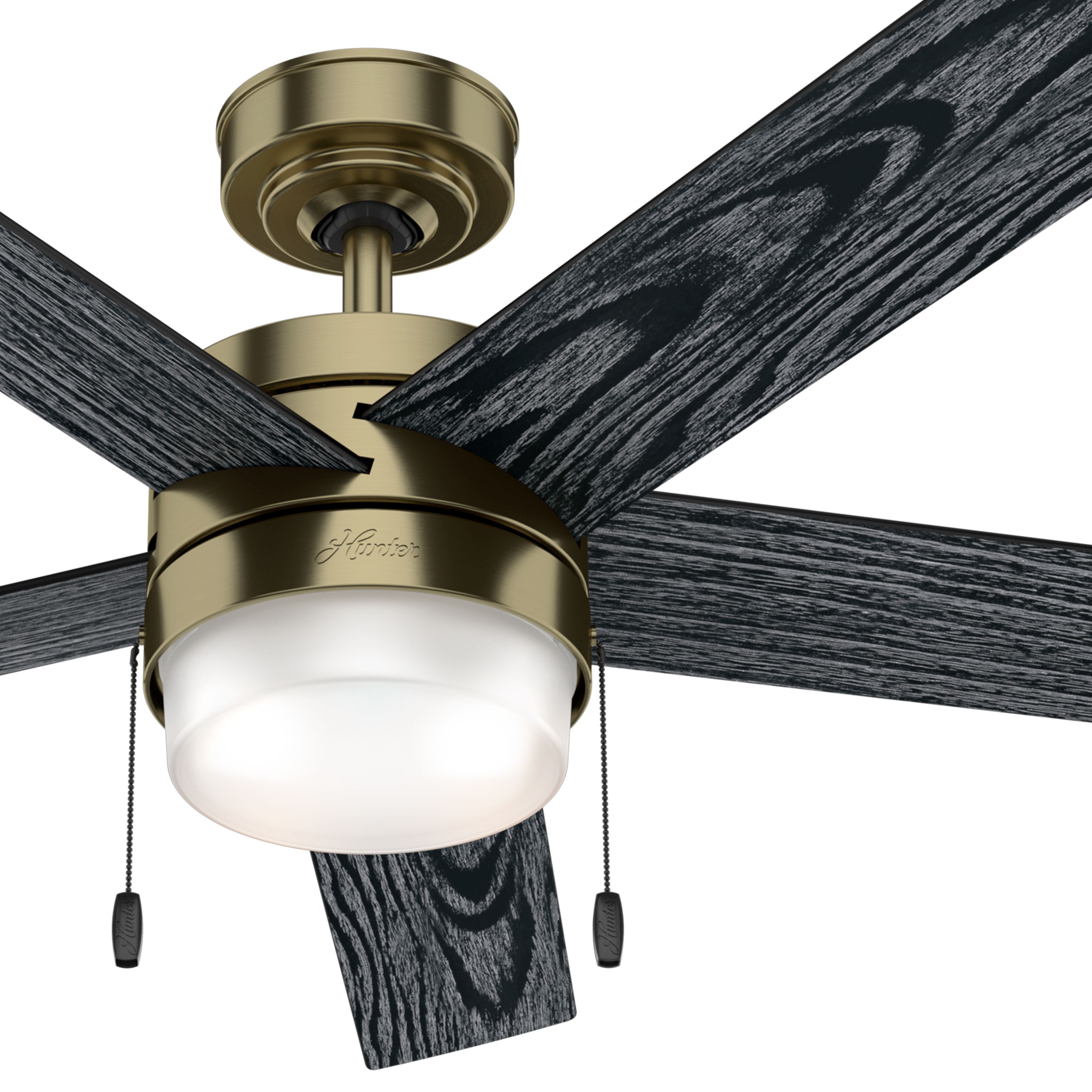 Hunter Fan 52 inch Contemporary Modern Brass Indoor Ceiling Fan with Light Kit (Certified Refurbished)