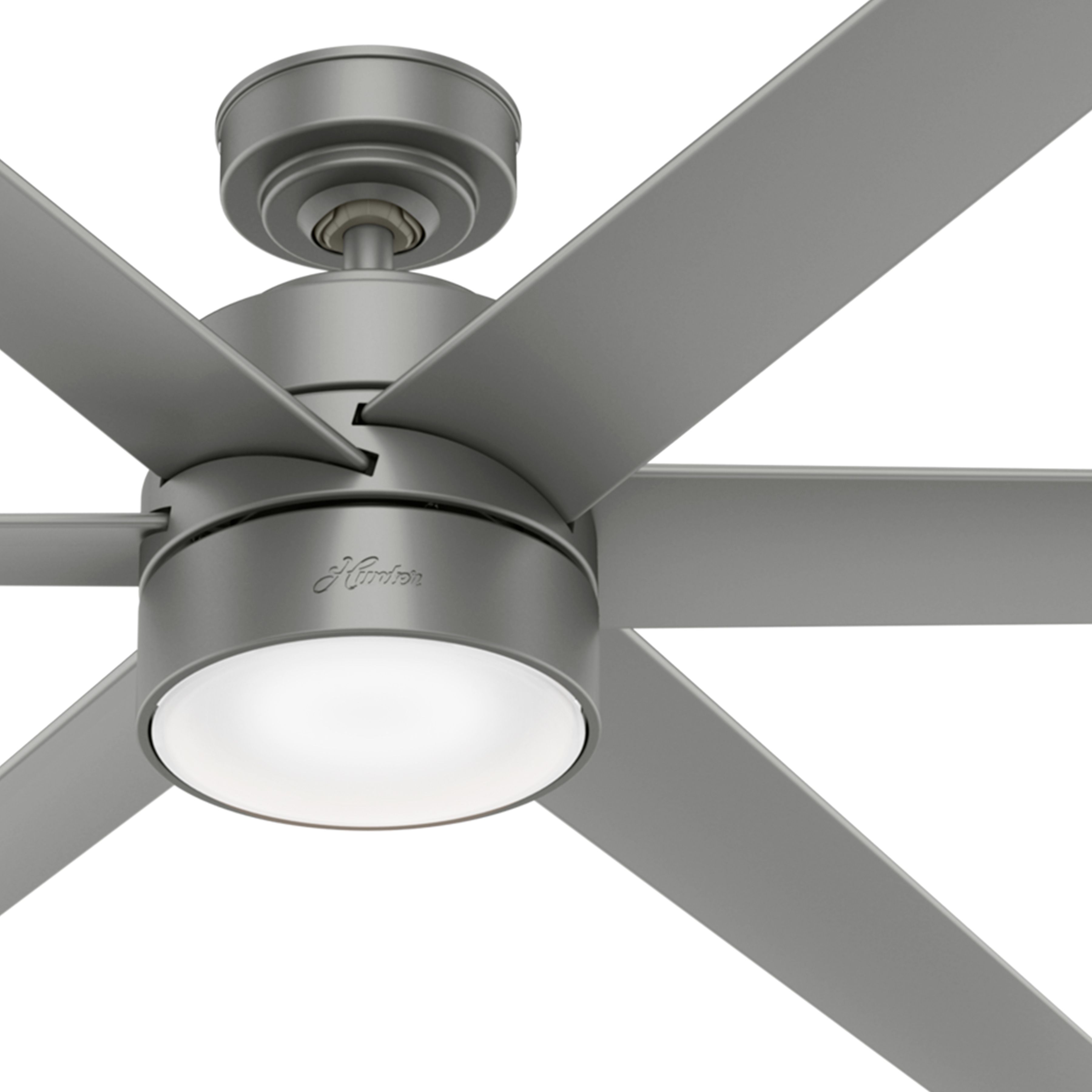 Hunter Fan 72 inch Casual Matte Silver Outdoor Ceiling Fan with Light Kit (Certified Refurbished)