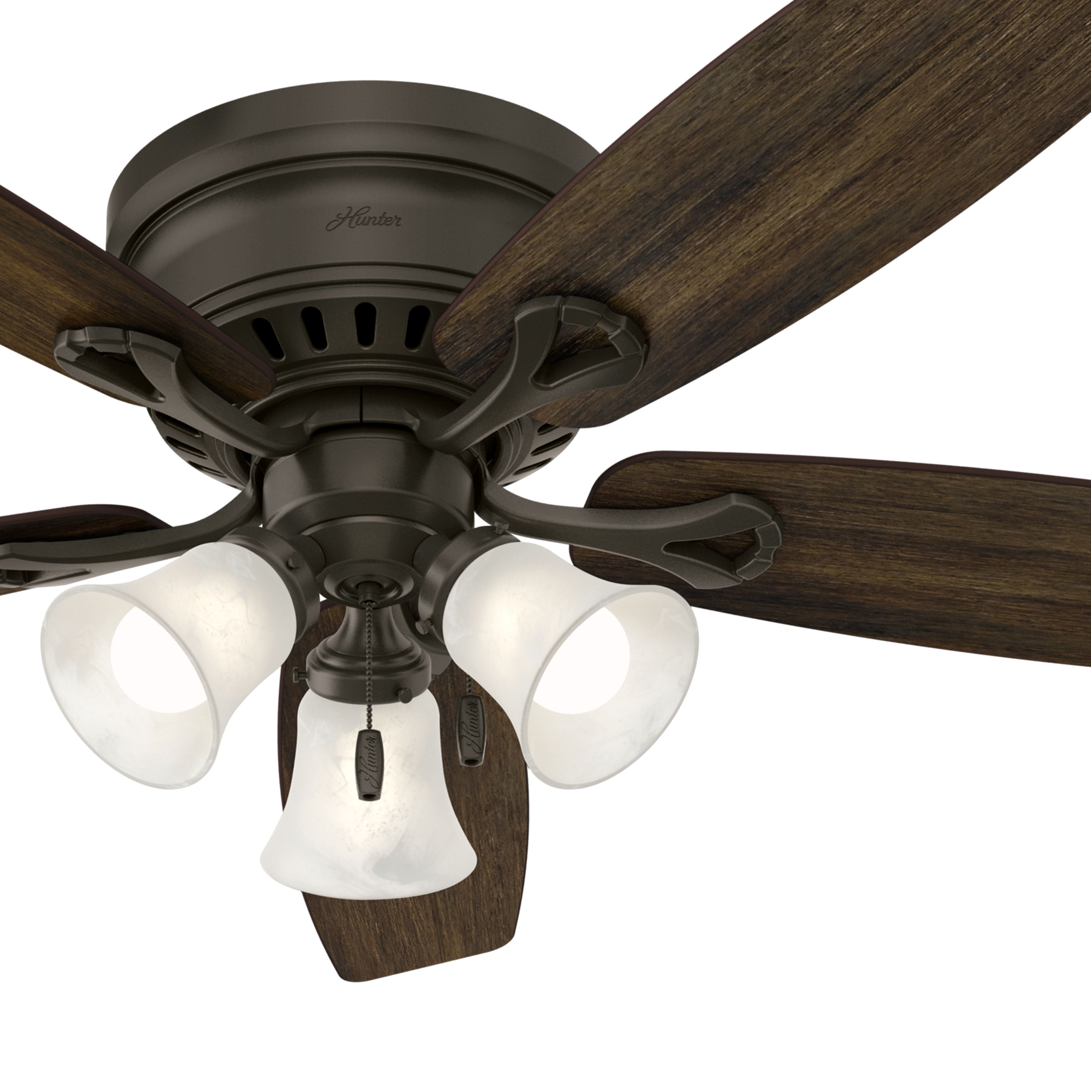 Hunter Fan 52 Inch Low Profile New Bronze Indoor Ceiling Fan with LED Light Kit and Remote Control (Certified Refurbished)