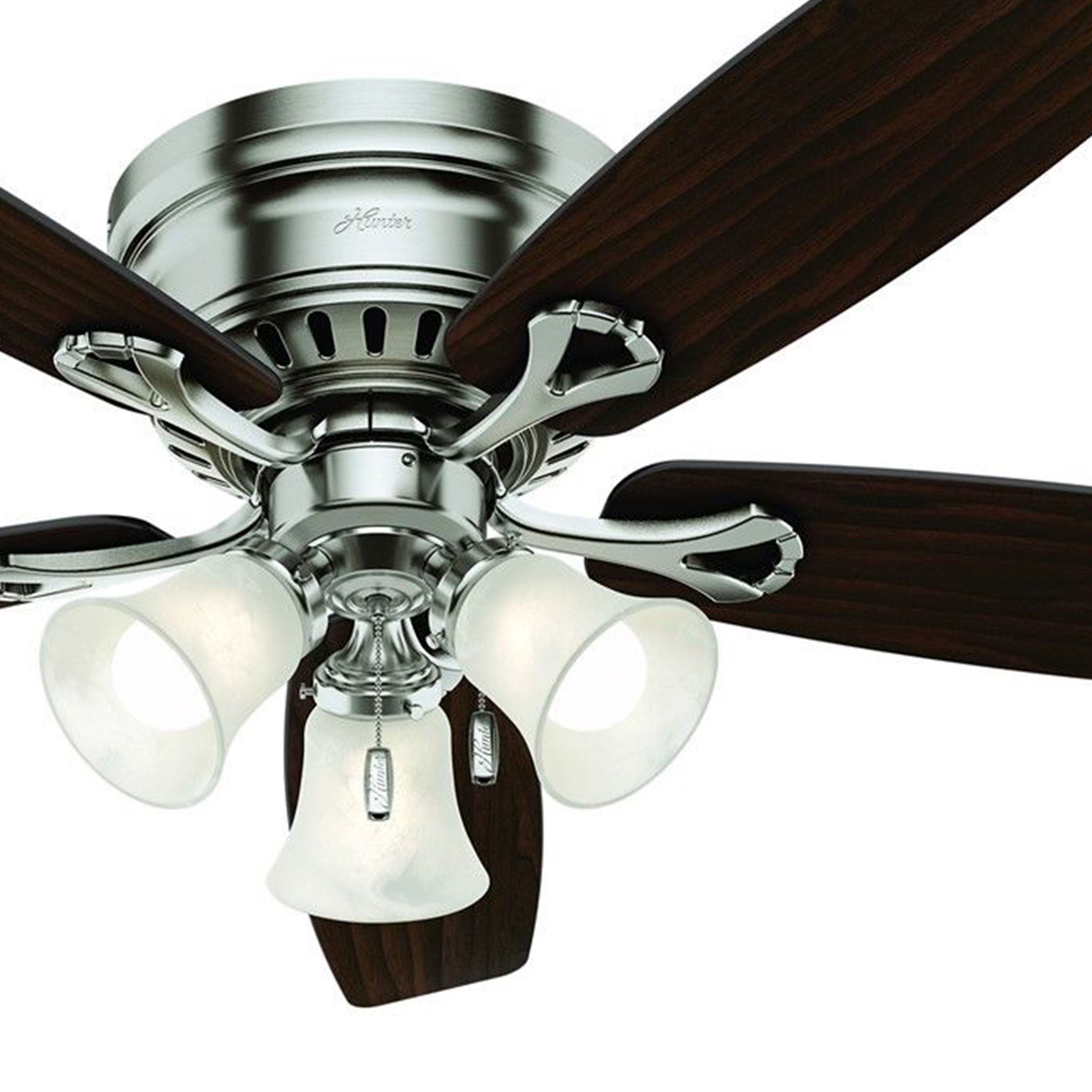 Hunter Fan 52 inch Low Profile Brushed Nickel Indoor Ceiling Fan with LED Light Kit and Remote Control (Certified Refurbished)