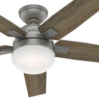 Hunter Fan 52 inch Contemporary Matte Silver Indoor Ceiling Fan with Light Kit and Remote Control (Renewed)