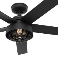 Hunter Fan 52 inch Casual Matte Black Outdoor Ceiling Fan with Light Kit and Remote Control (Certified Refurbished)