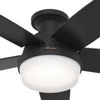 Hunter Fan 48 Inch Black Ceiling Fan with LED Light Kit and Handheld Remote, Low Profile Ceiling Fan for Bedroom, Living Room, Dining Room, Kitchen, Office (Certified Refurbished) 