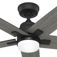 Hunter Fan 52 Inch Matte Black Indoor Ceiling fan with LED Light and Remote Control for Office, Bedroom, Living Room, Basement, Kitchen, Dining Room (Certified Refurbished)