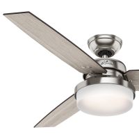 Hunter Fan 52 in. LED Ceiling Fan with Cased White Glass Light Kit, Brushed Nickel (Certified Refurbished)