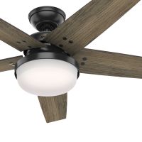 Hunter Fan 52 inch Indoor Contemporary Matte Black Ceiling Fan with Light Kit and Remote Control (Renewed)