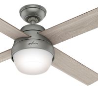 Hunter Fan 52 inch Contemporary Matte Silver Indoor Ceiling Fan with Light Kit and Remote Control (Renewed)
