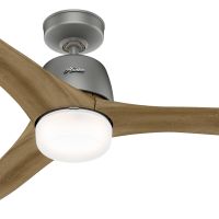 Hunter Fan 54 in Contemporary Matte Silver Ceiling Fan with Light Kit and Remote (Certified Refurbished)