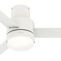 Hunter Fan 44 in. Low Profile Matte White Indoor / Outdoor Ceiling Fan with Light Kit and Remote Control (Certified Refurbished)