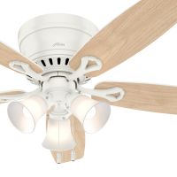 Hunter Fan 52 inch Low Profile Fresh White Ceiling Fan with Light and Remote Control (Renewed)