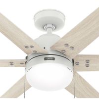 Hunter Fan 44 inch Matte White Indoor Ceiling Fan with LED Light Kit and Pull Chain for Bedroom, Living Room, Office, Basement, Kitchen, Dining Room (Certified Refurbished)