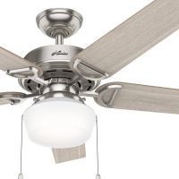 Hunter Fan 52 inch Brushed Nickel Traditional Indoor Ceiling Fan with Light Kit (Certified Refurbished)