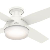 Hunter Fan 44 inch Contemporary Low Profile White Ceiling Fan with LED Light Kit and Remote Control (Certified Refurbished)